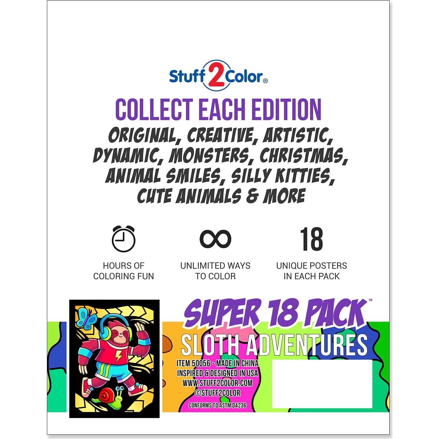 Paquete de 18 Pósters de Colorear Terciopelo Difuso Stuff2Color