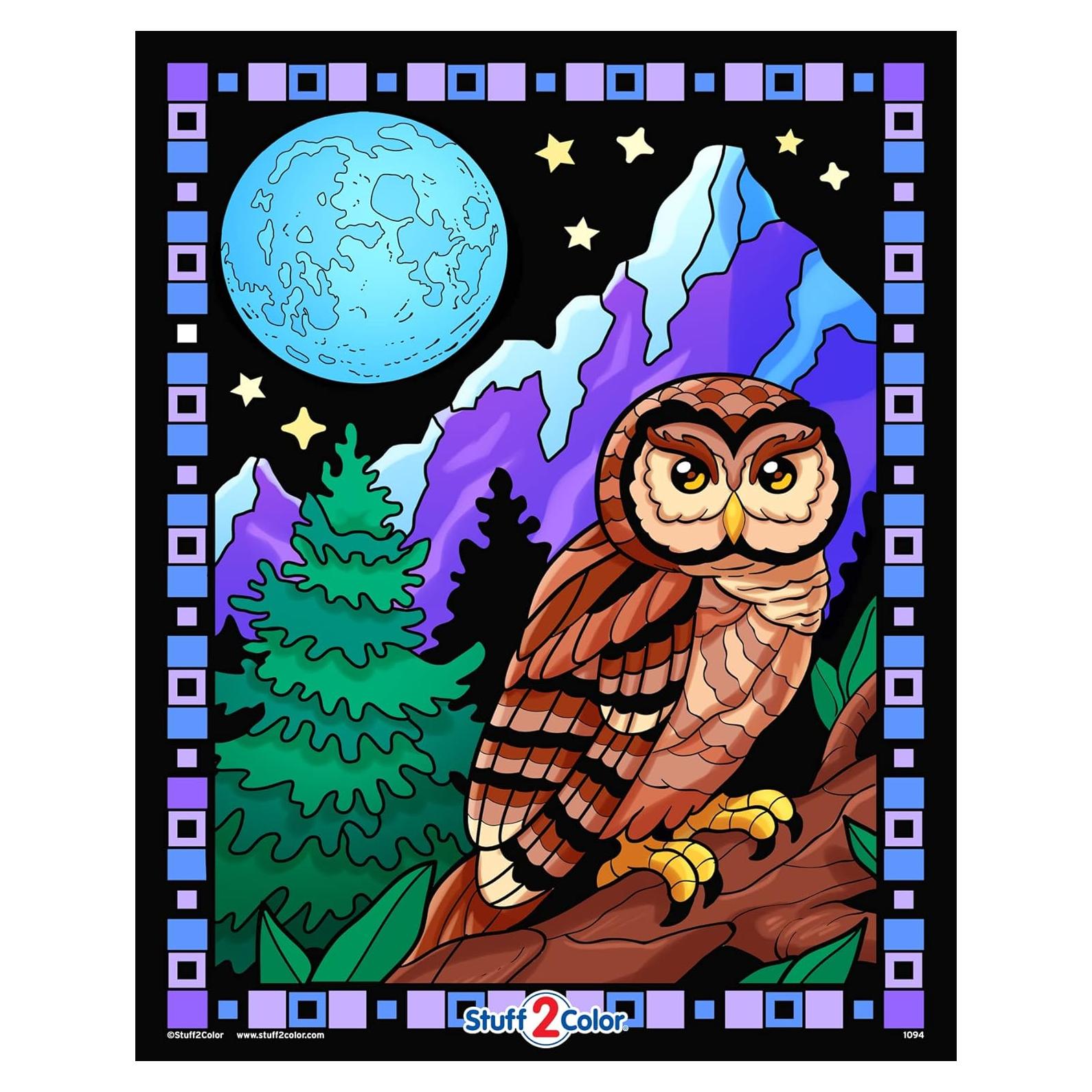 Póster de Colorear Terciopelo Búho de Medianoche 50x40cm