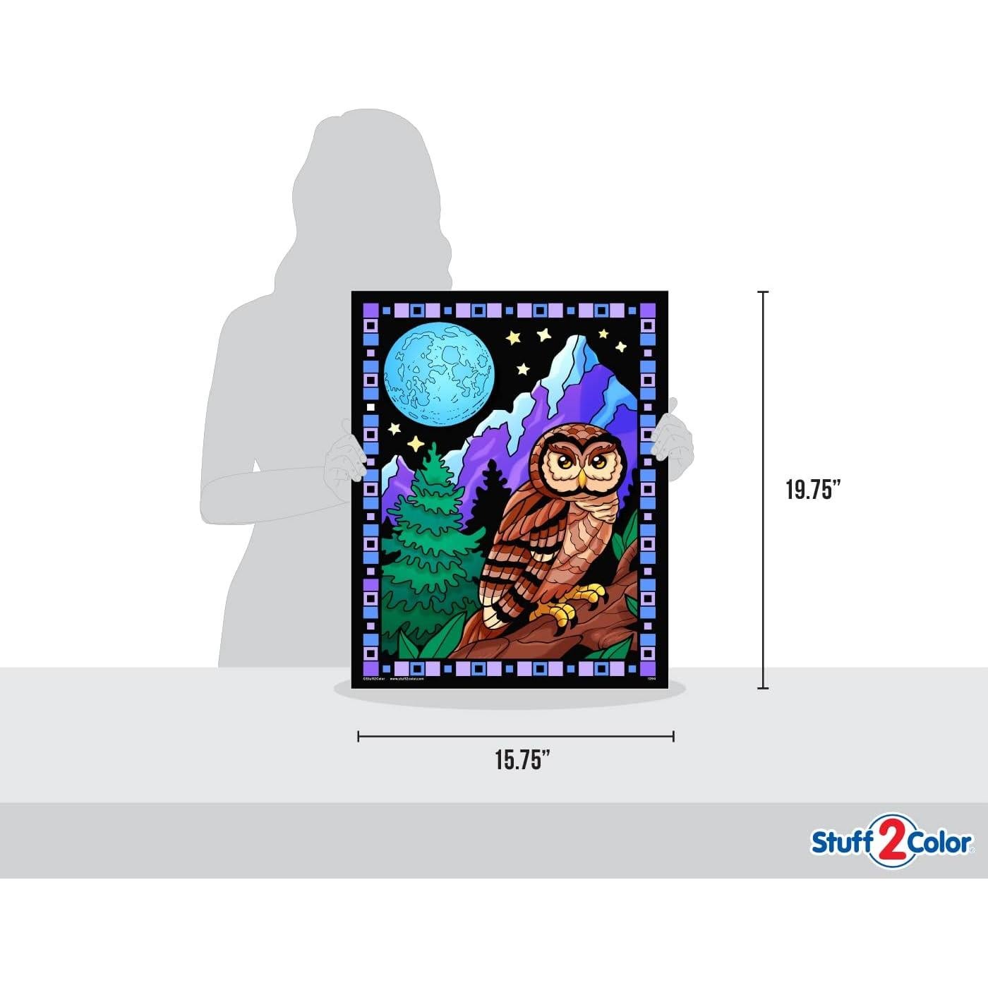 Póster de Colorear Terciopelo Búho de Medianoche 50x40cm
