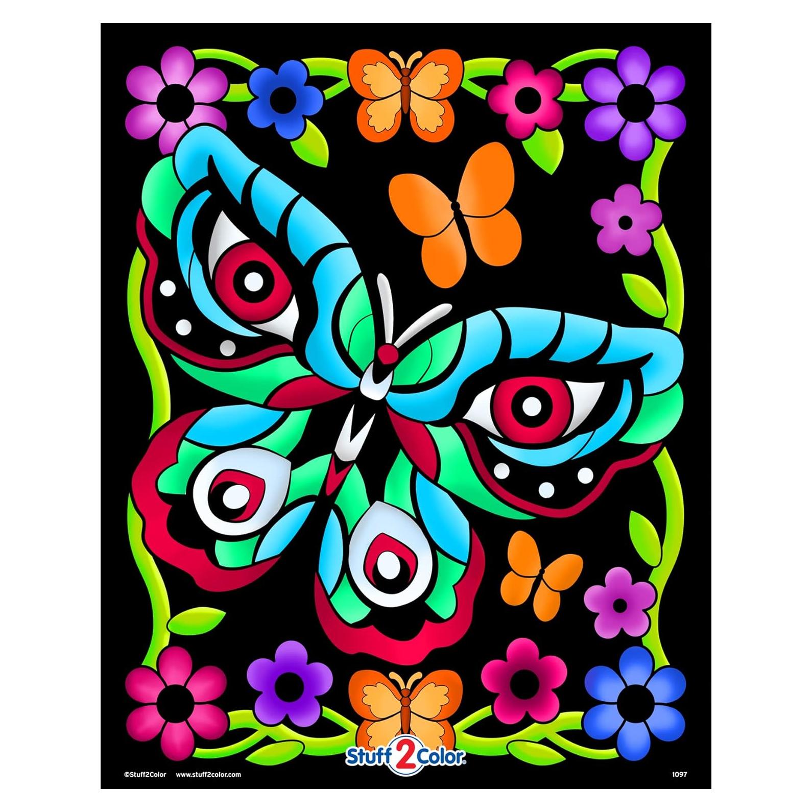 Póster para Colorear Terciopelo Difuso Mariposa Stuff2Color