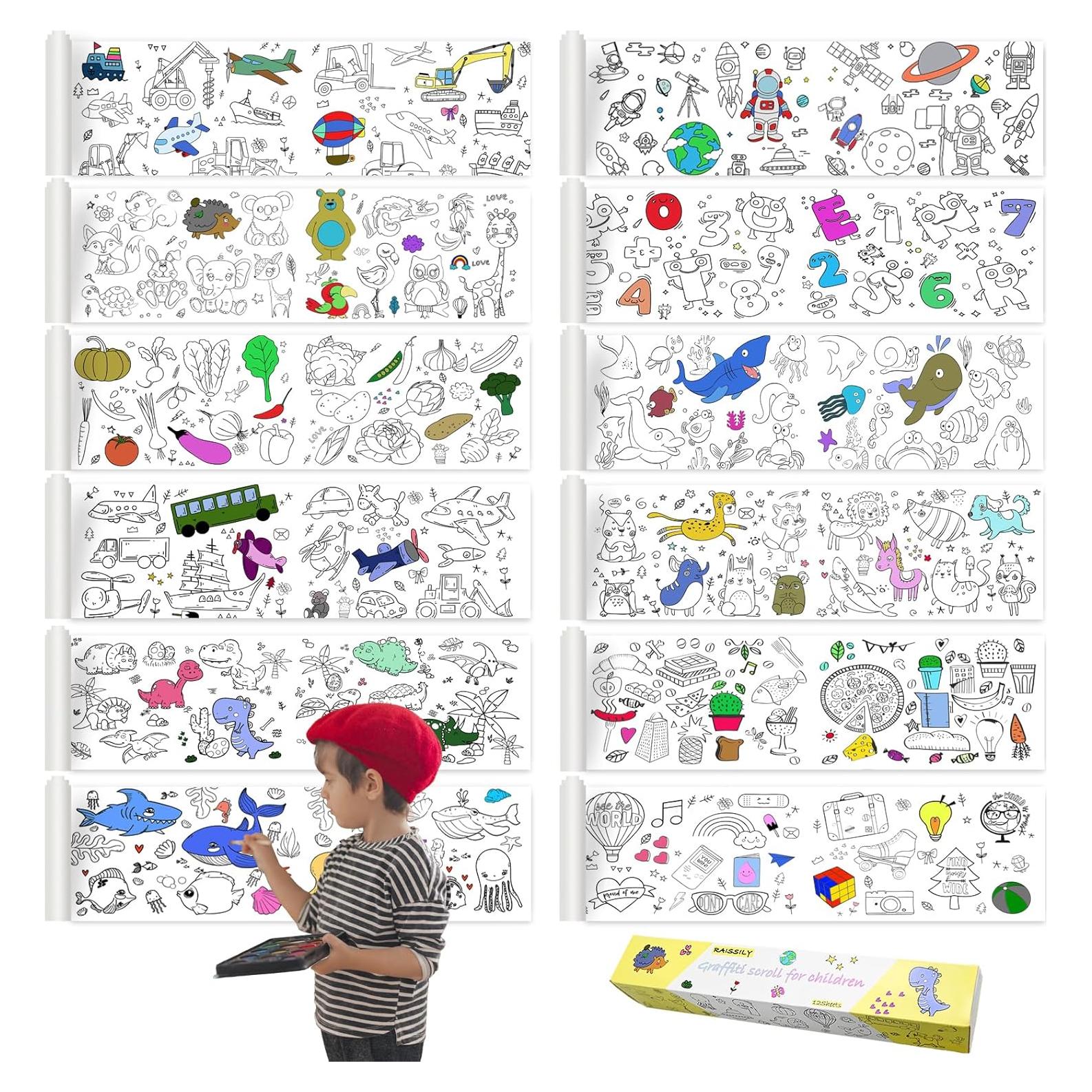 Rollo de Dibujo para Niños Raissily 12PCS 90x30cm Papel