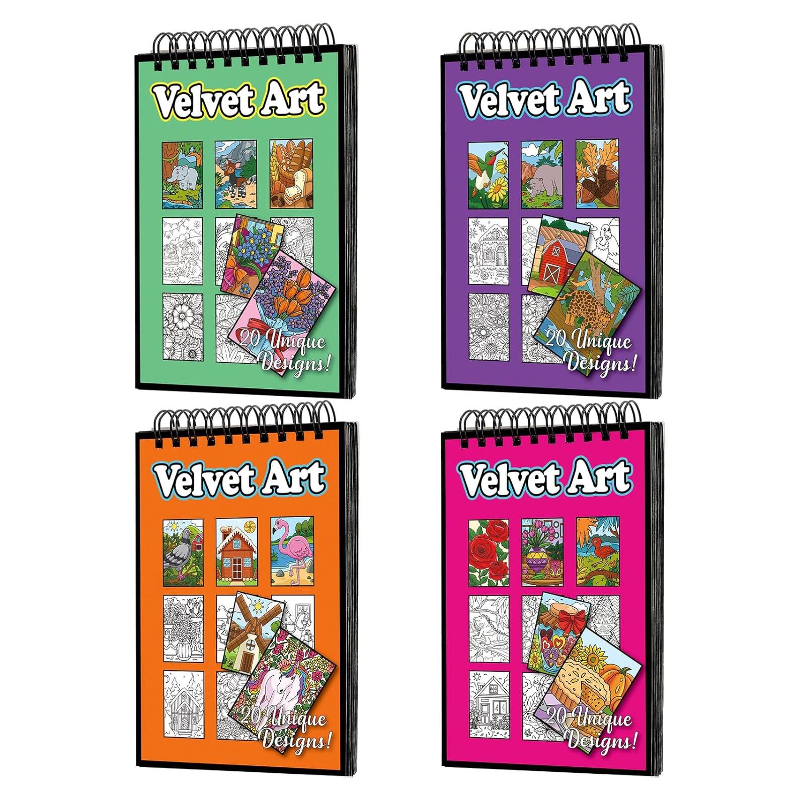 Jetec 4 Libros de Colorear de Terciopelo para Niños 10x15 cm