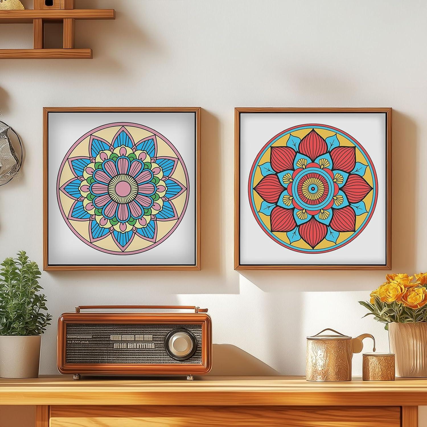 Hiwhy 48 Tarjetas para Colorear Mandala 25.4x25.4 cm Creativas