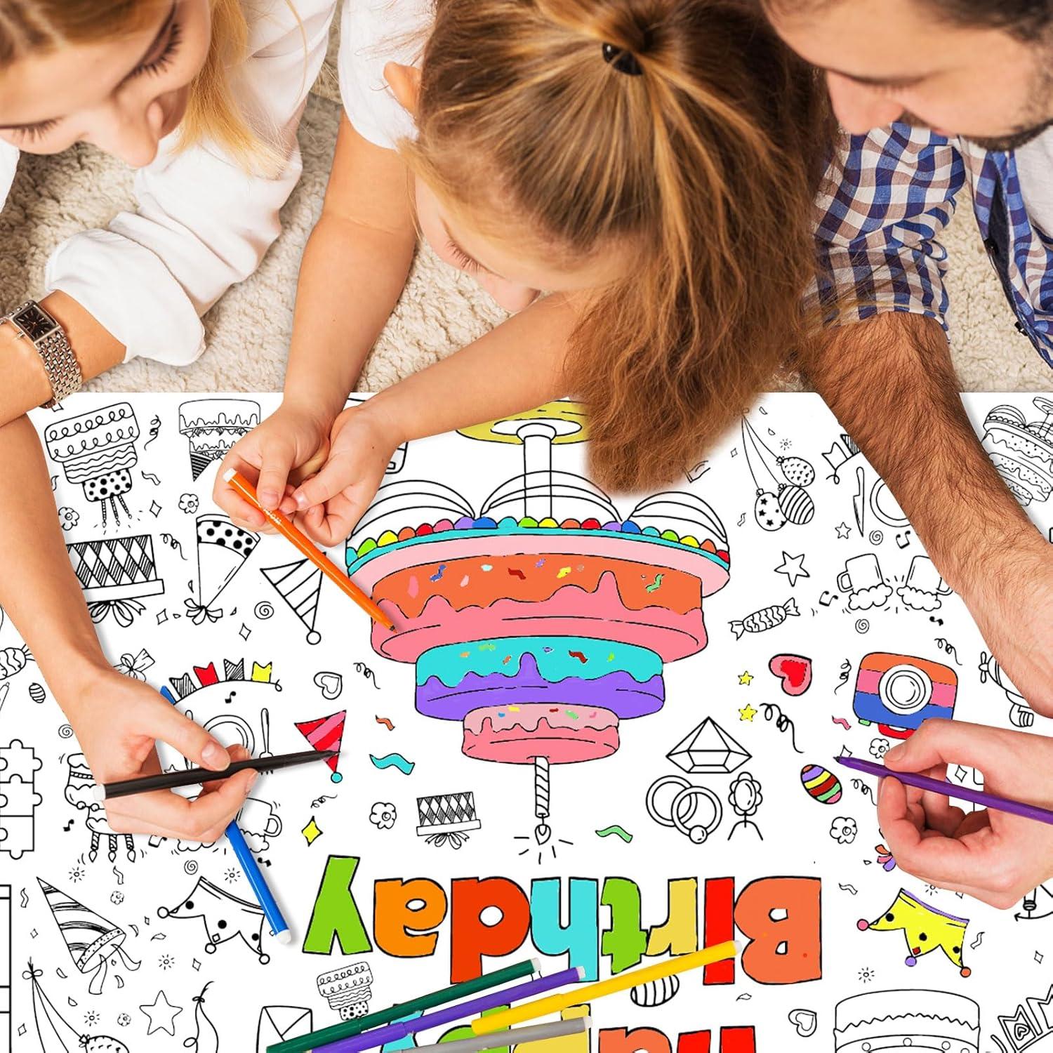 Mantel para Colorear JOFONY Feliz Cumpleaños 182.9x76.2 cm