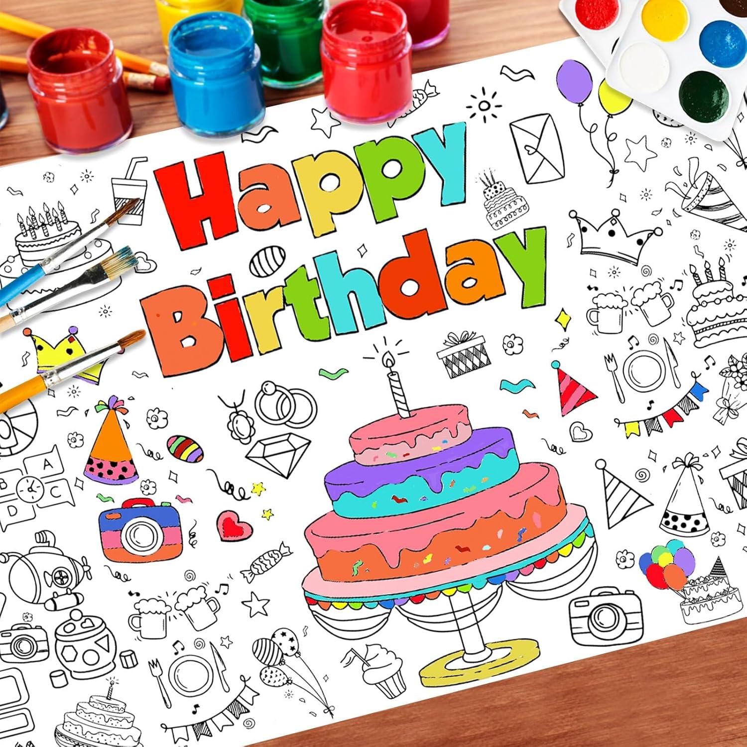 Mantel para Colorear JOFONY Feliz Cumpleaños 182.9x76.2 cm