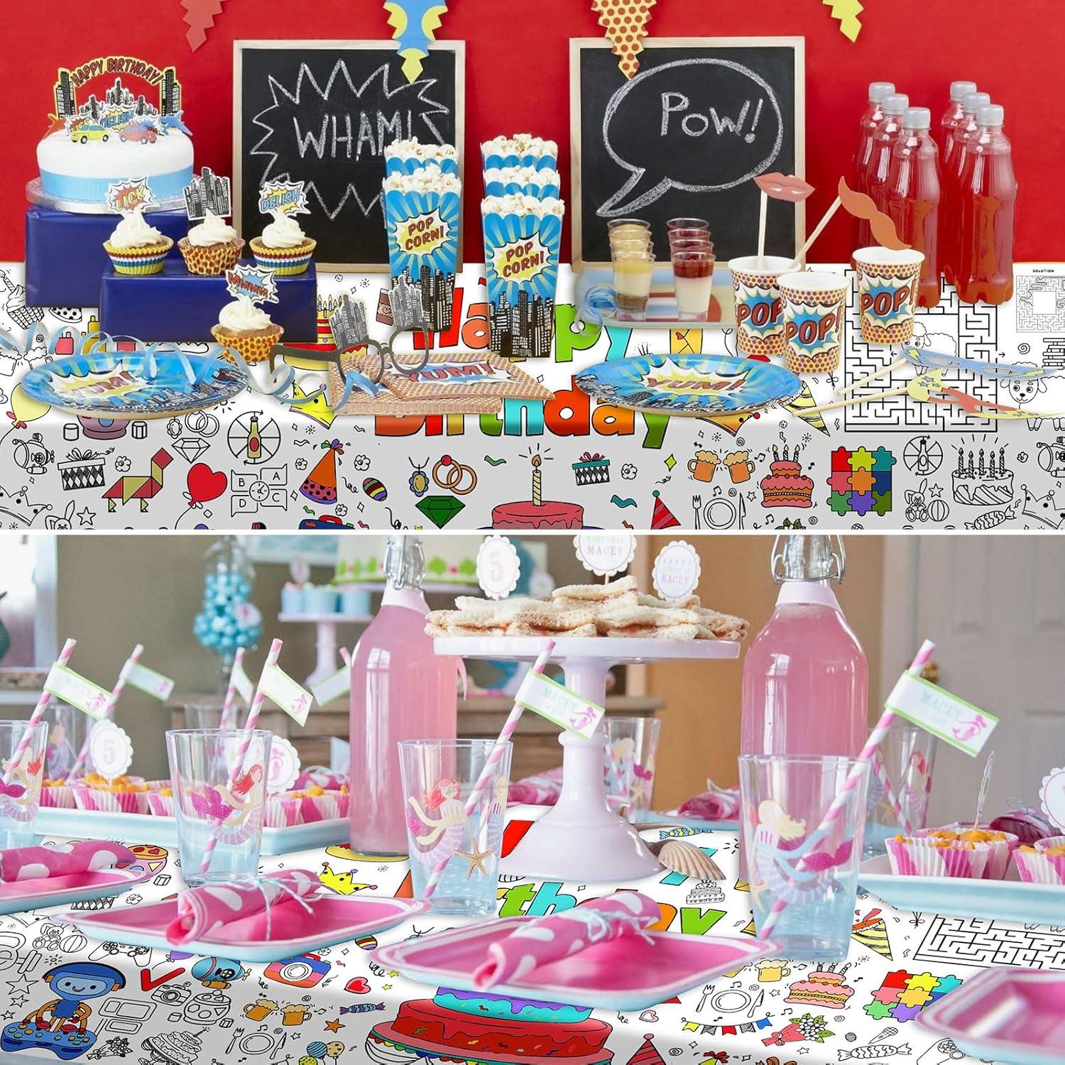 Mantel para Colorear JOFONY Feliz Cumpleaños 182.9x76.2 cm