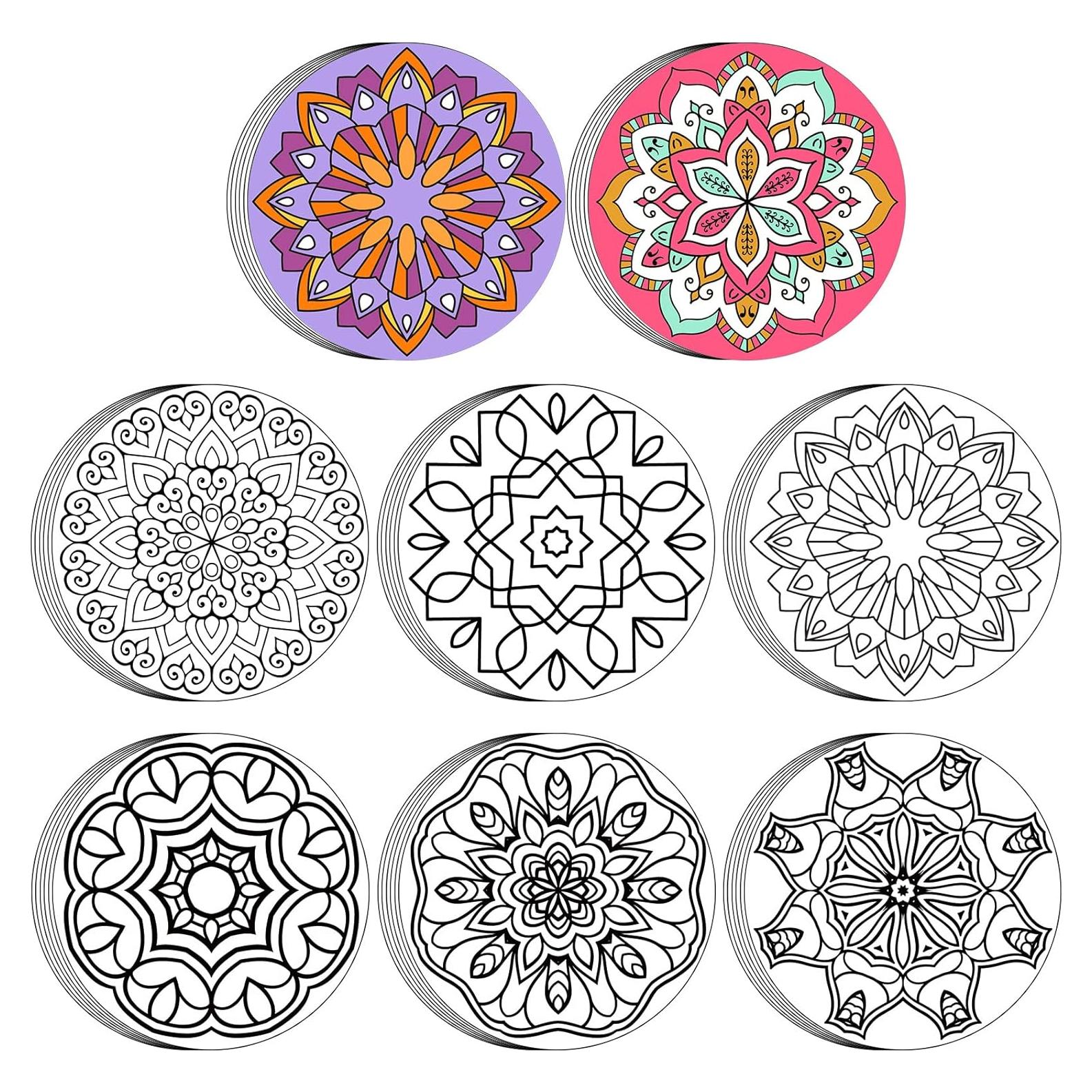 Tarjetas de Colorear Mandala Kinlop 48 Pcs 22 cm Alivio Estrés