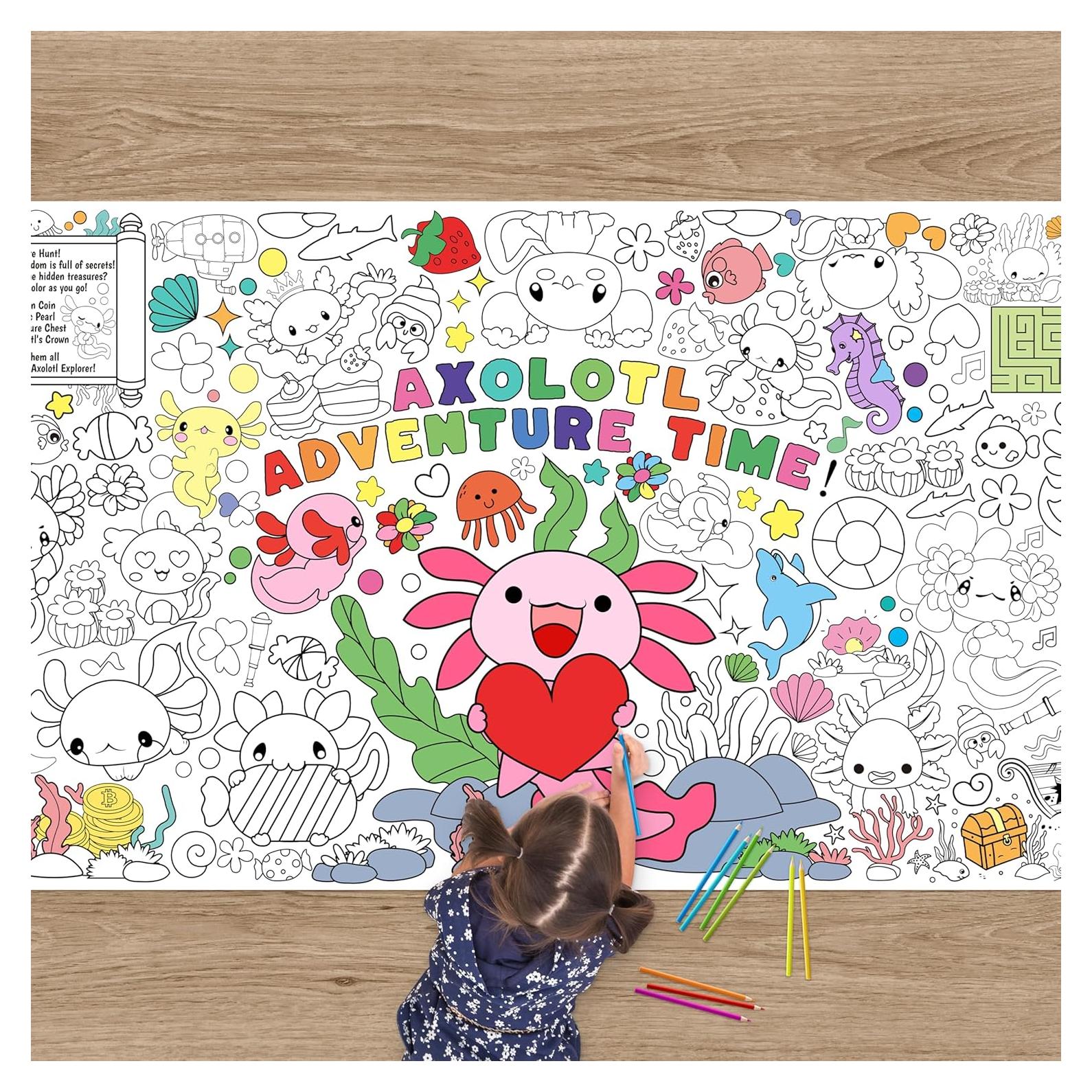 Póster para Colorear Axolote Gigante Selorin 140x75 cm