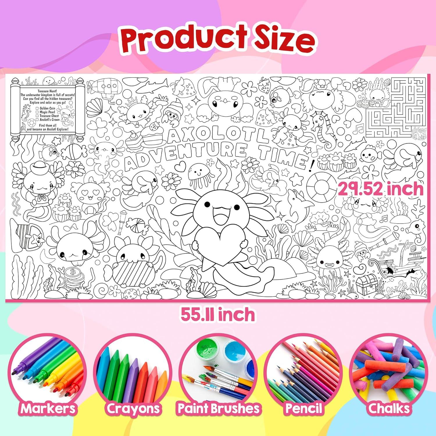 Póster para Colorear Axolote Gigante Selorin 140x75 cm