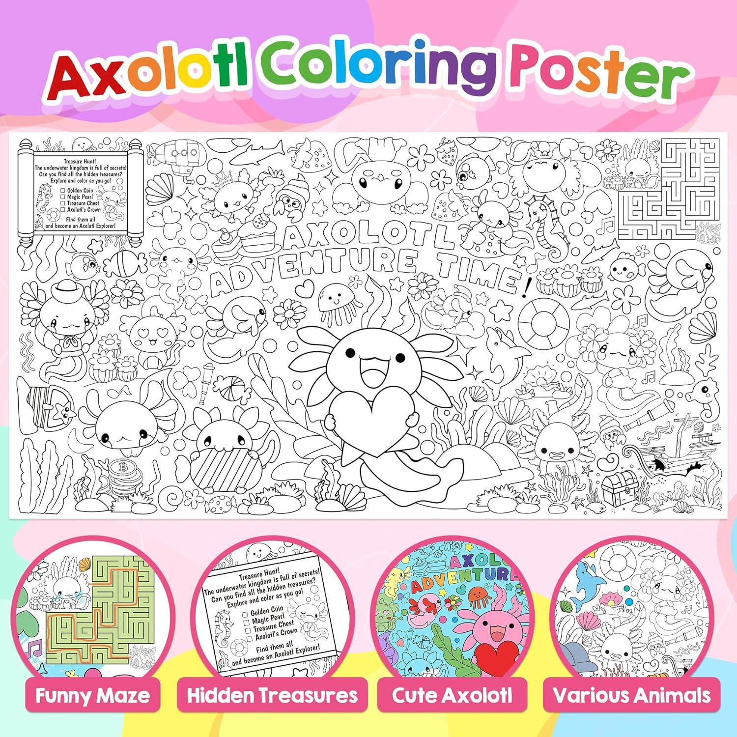 Póster para Colorear Axolote Gigante Selorin 140x75 cm