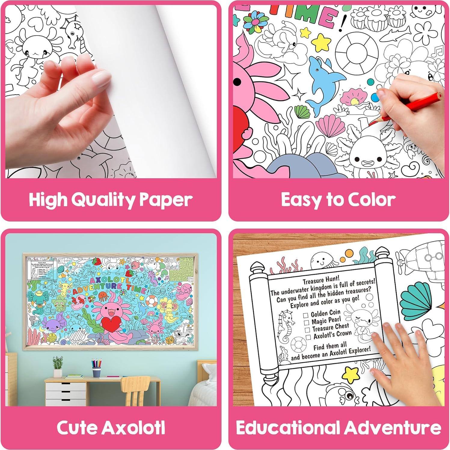 Póster para Colorear Axolote Gigante Selorin 140x75 cm