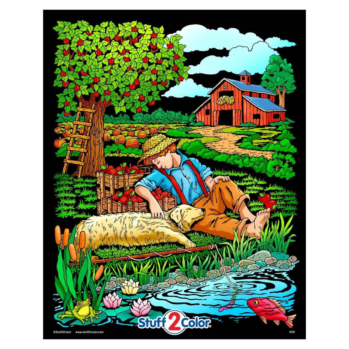 Póster de Colorear Terciopelo Stuff2Color Niño Pescando 40x50 cm