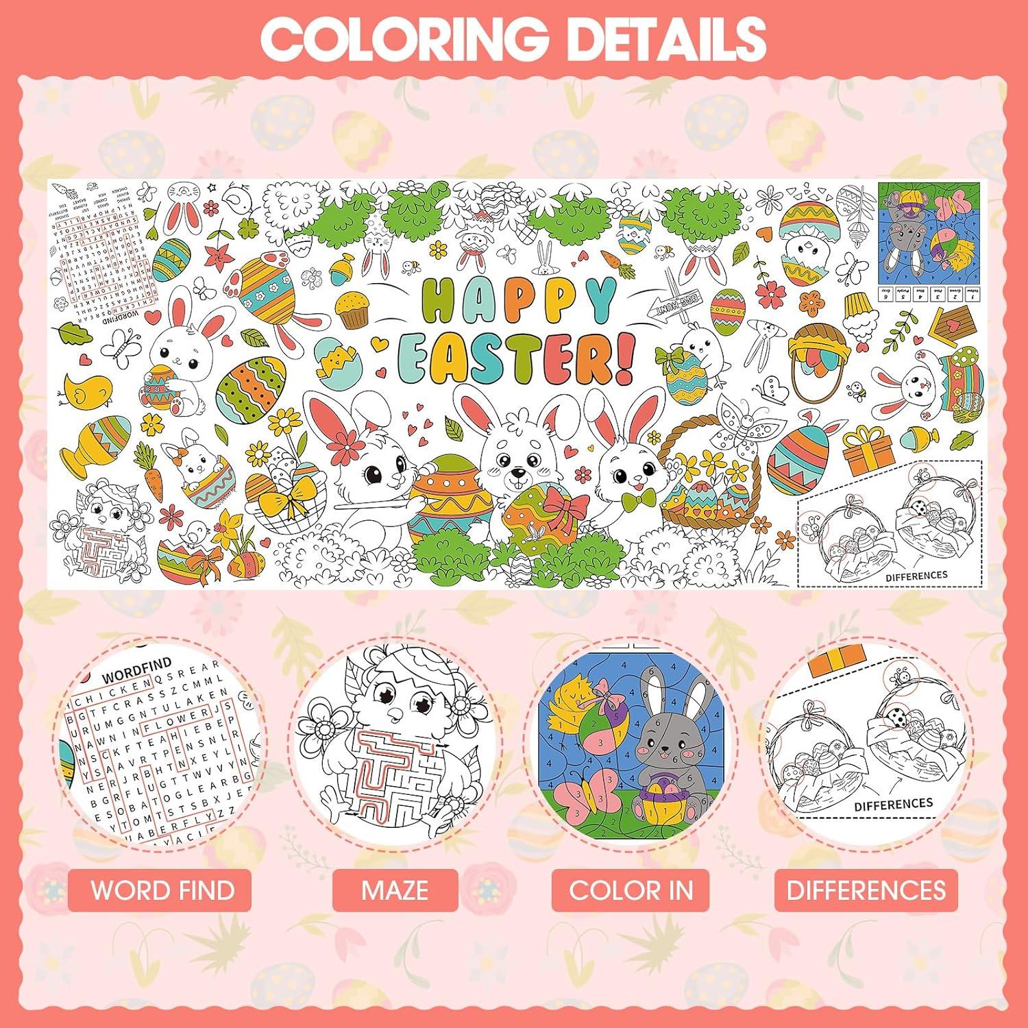 Póster de Colorear Pascua Litmitfu 183x79 cm para Niños
