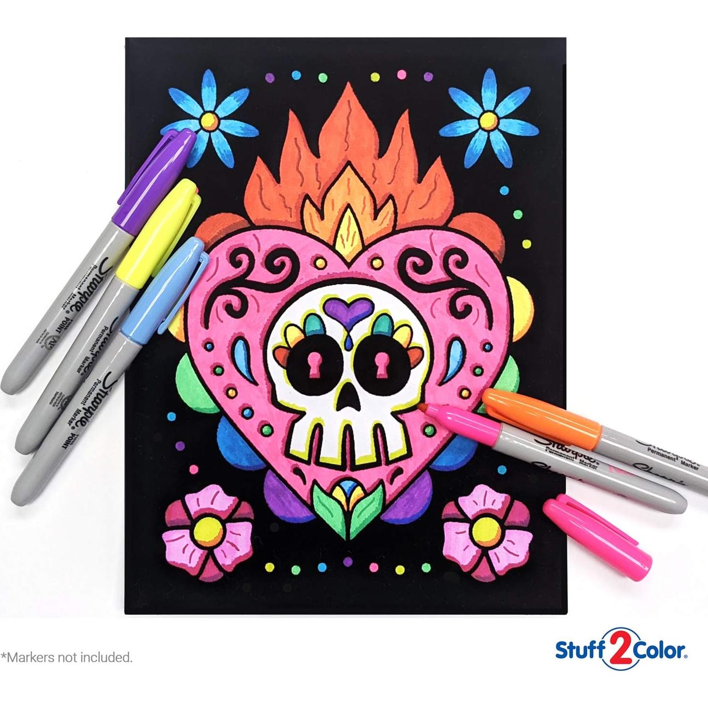 Pack de 18 Pósters de Colorear Terciopelo Día de Muertos
