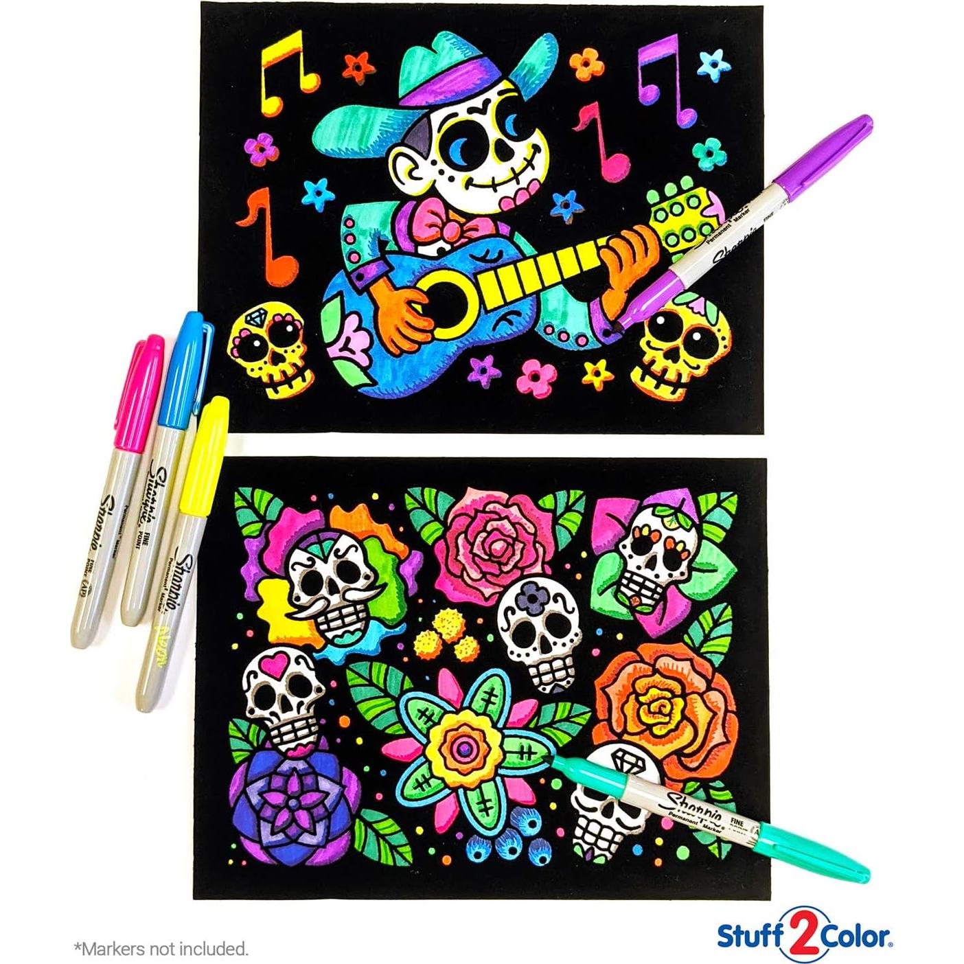 Pack de 18 Pósters de Colorear Terciopelo Día de Muertos