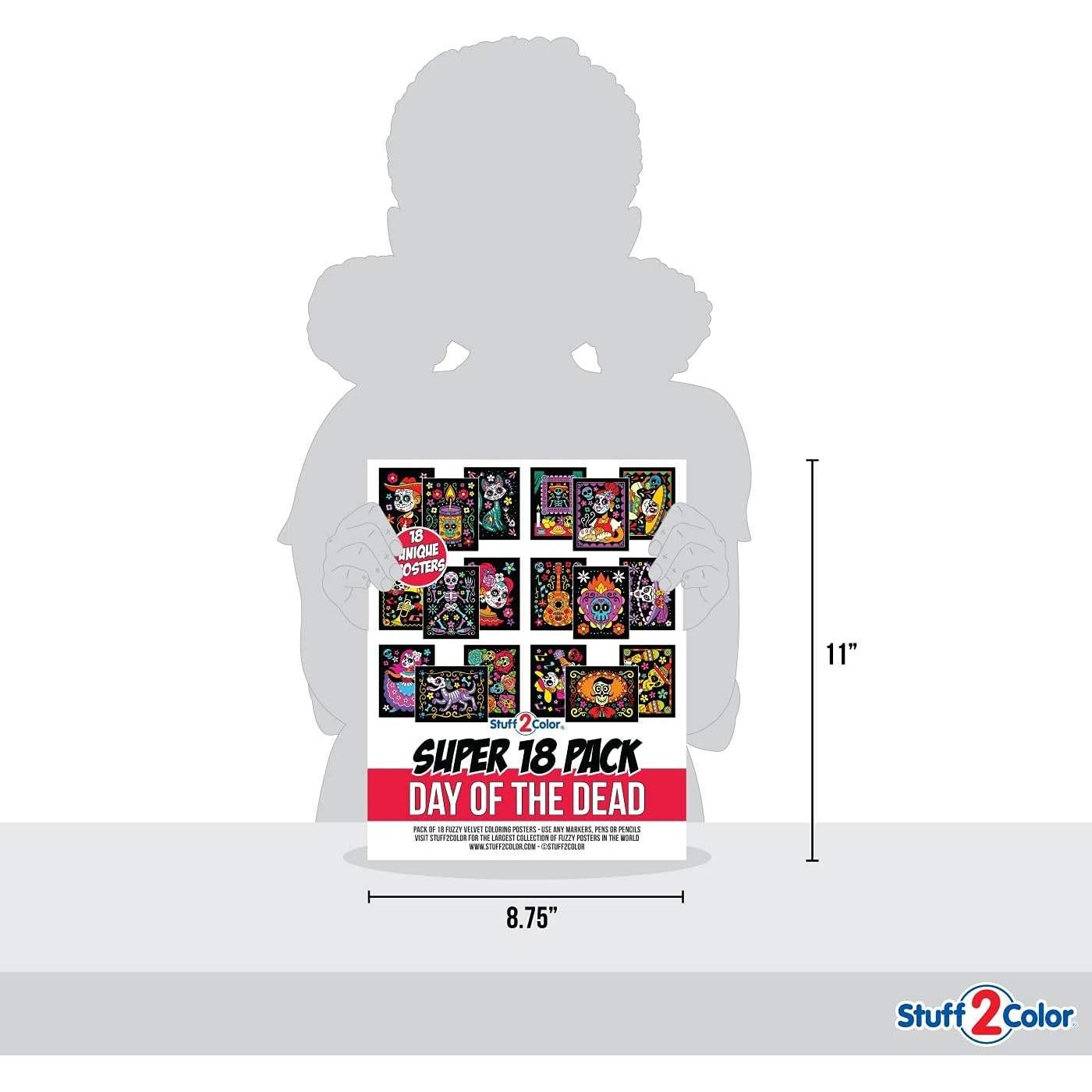 Pack de 18 Pósters de Colorear Terciopelo Día de Muertos
