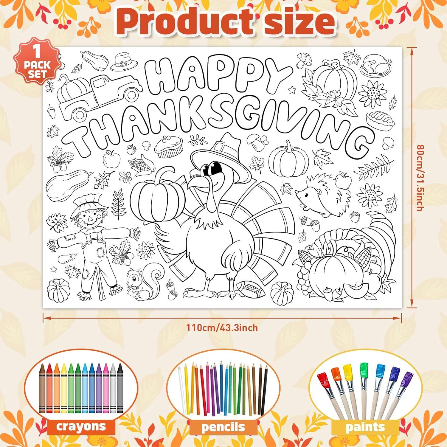 Póster para Colorear Acción de Gracias Sophena 110x80 cm