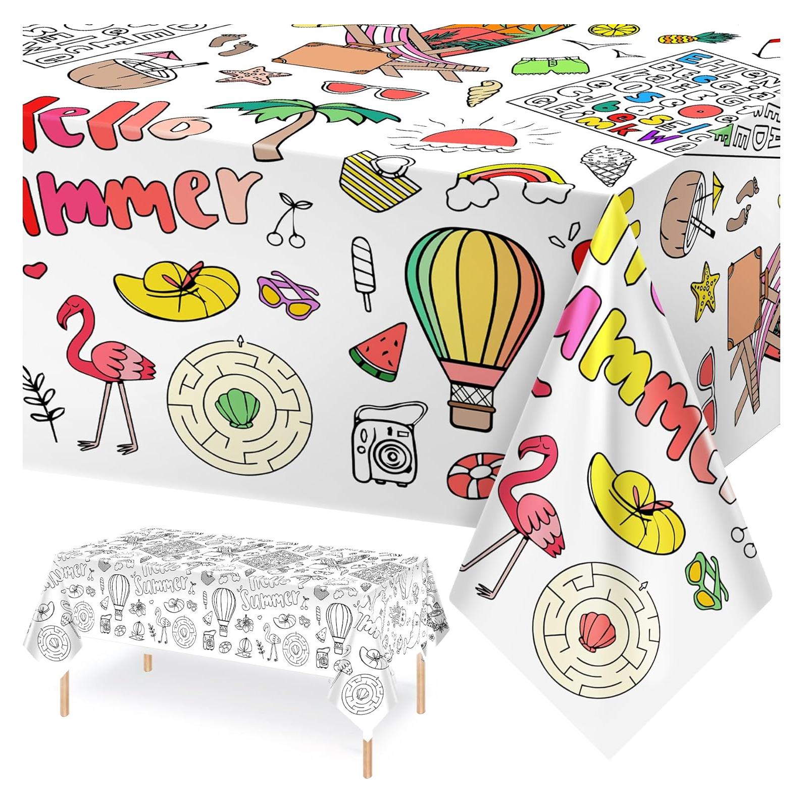 Mantel para Colorear Hello Summer PartyGarden 137x274 cm