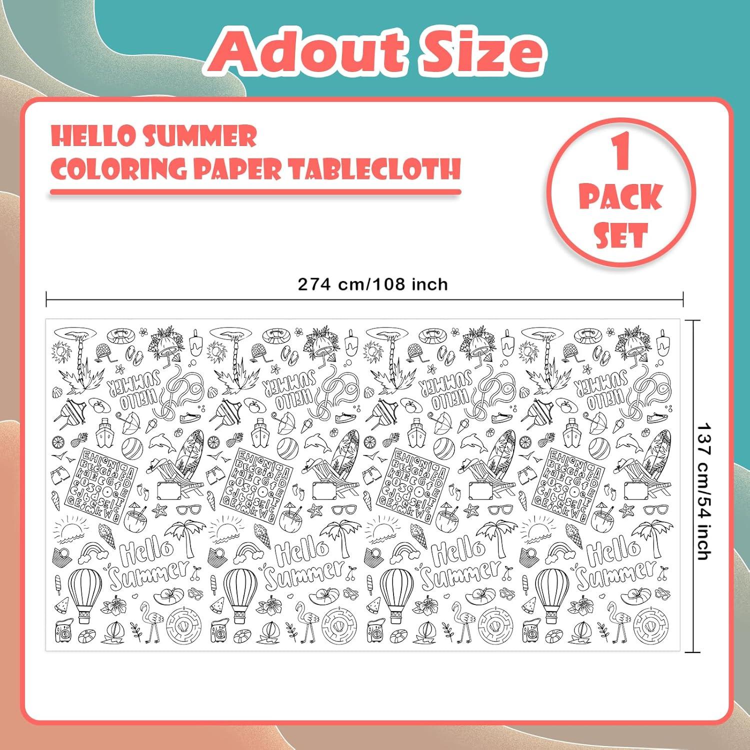 Mantel para Colorear Hello Summer PartyGarden 137x274 cm
