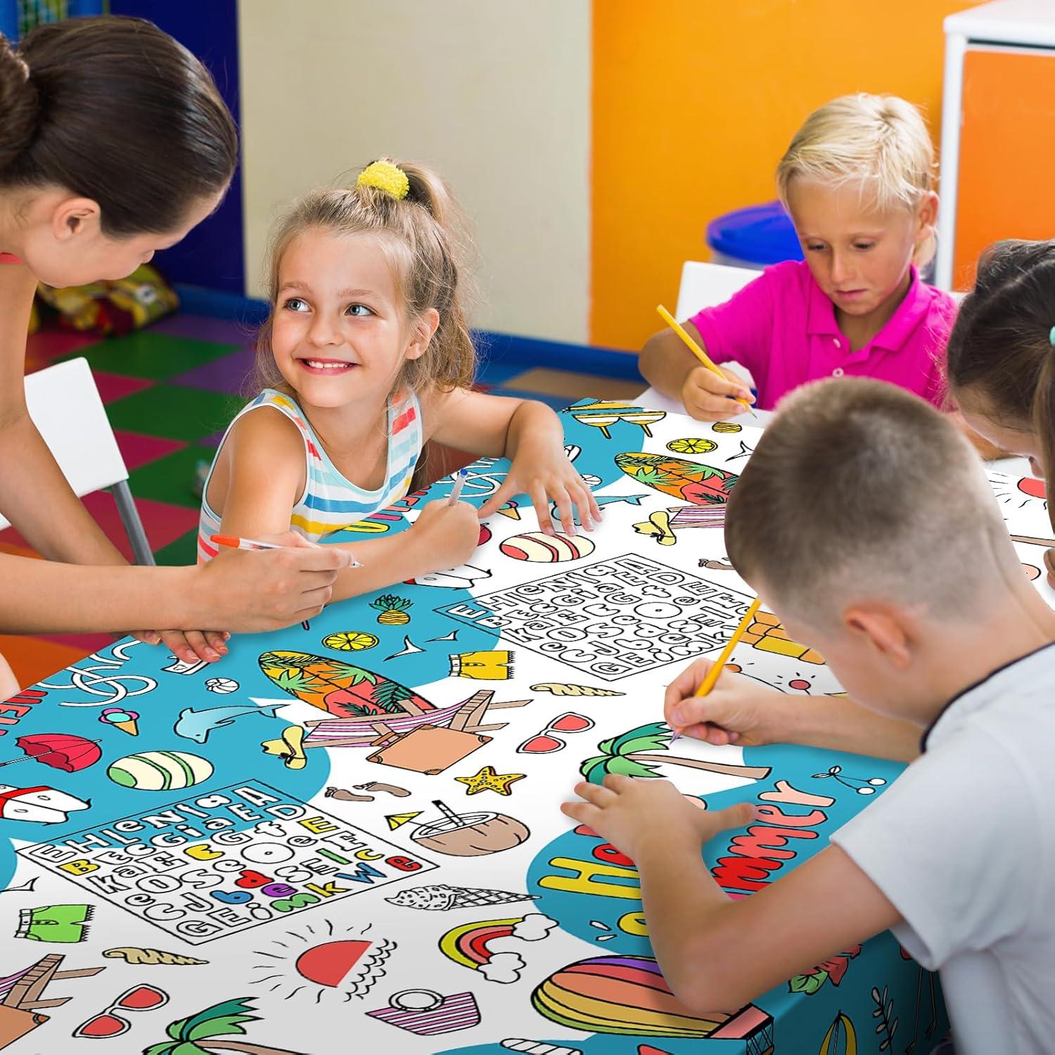 Mantel para Colorear Hello Summer PartyGarden 137x274 cm