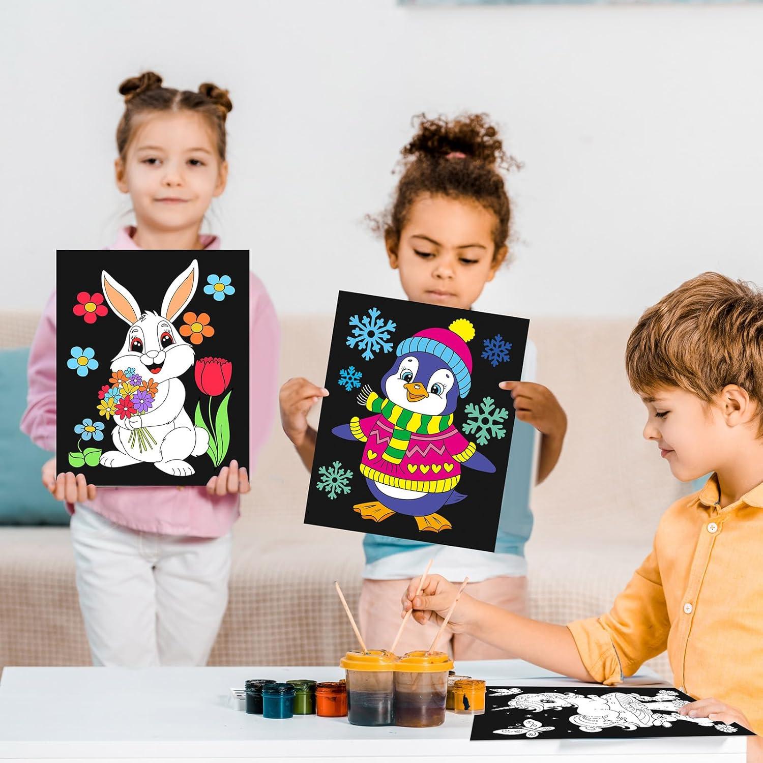 48 Pósters de Colorear de Terciopelo Zhanmai - Animales 20.5x25 cm