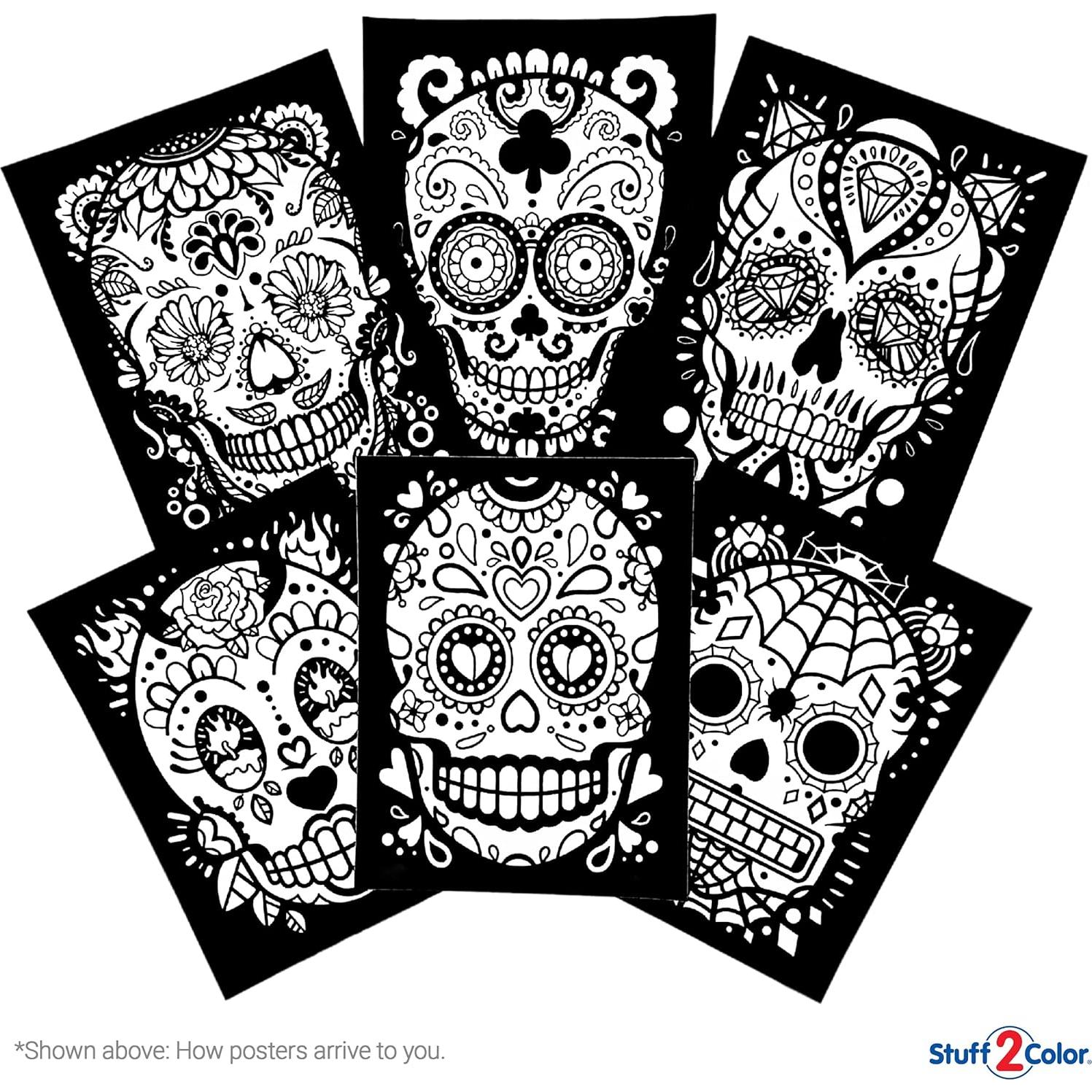Pósteres de Colorear de Calaveras de Azúcar Stuff2Color - 6 Unidades