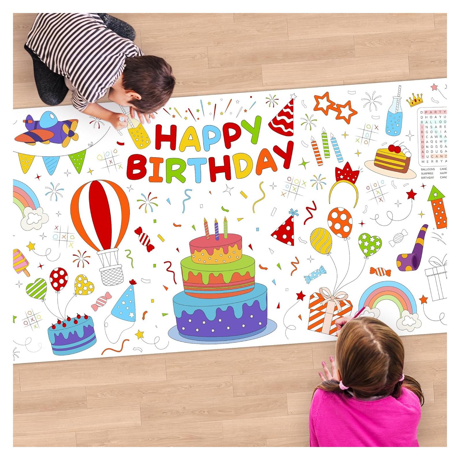 Mantel de Cumpleaños para Colorear Childom 183x76 cm Desechable