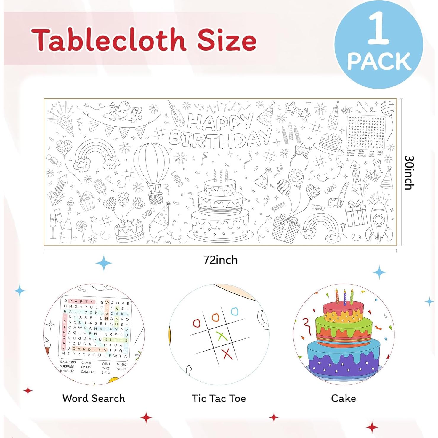 Mantel de Cumpleaños para Colorear Childom 183x76 cm Desechable