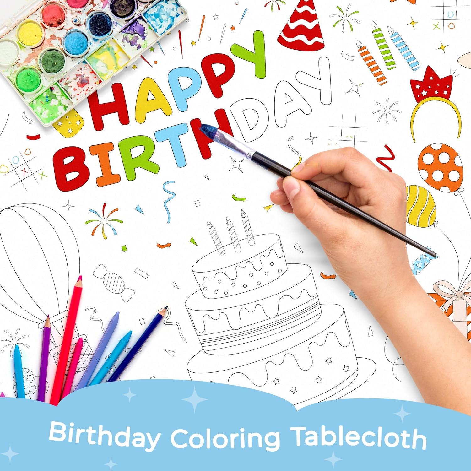 Mantel de Cumpleaños para Colorear Childom 183x76 cm Desechable