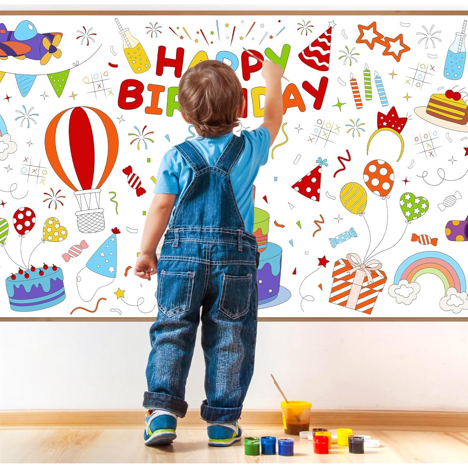 Mantel de Cumpleaños para Colorear Childom 183x76 cm Desechable