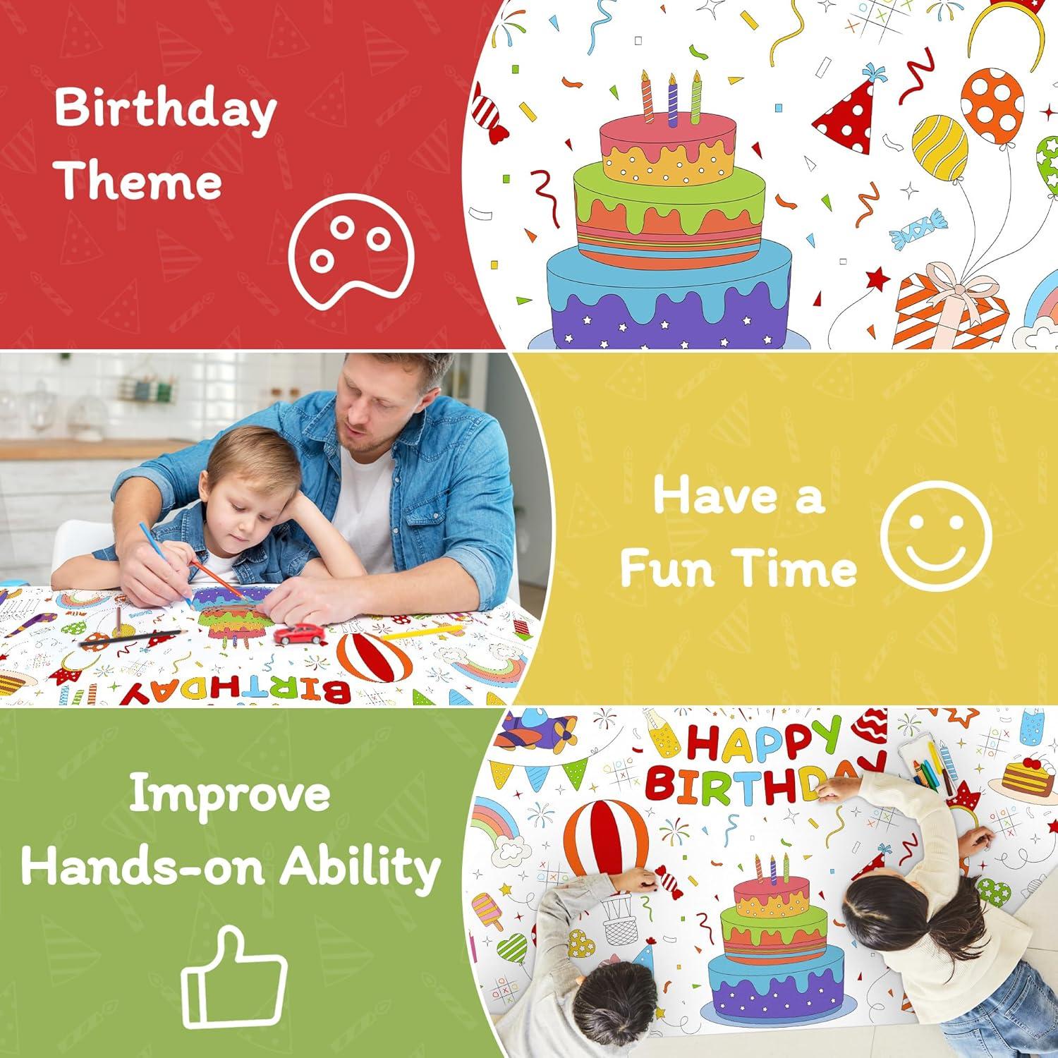 Mantel de Cumpleaños para Colorear Childom 183x76 cm Desechable