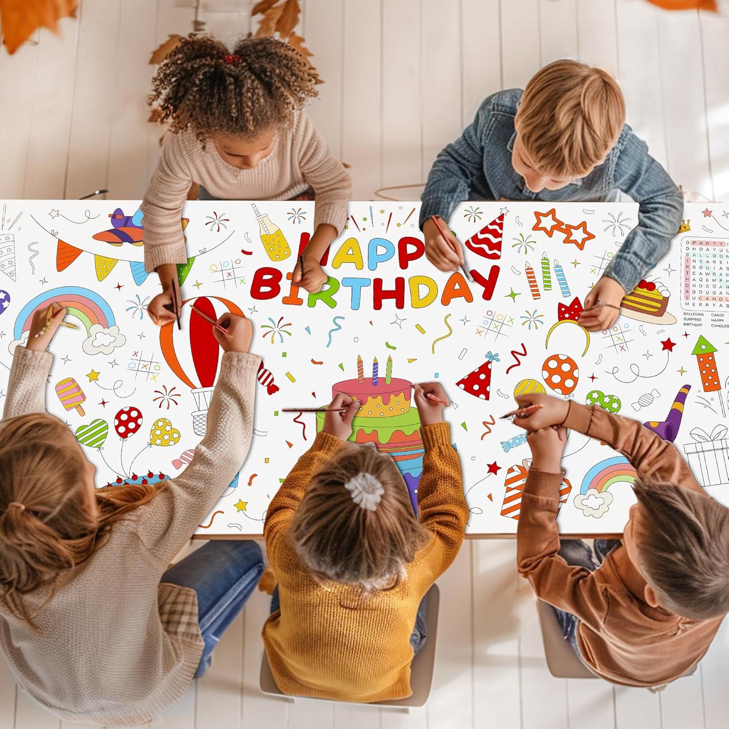 Mantel de Cumpleaños para Colorear Childom 183x76 cm Desechable