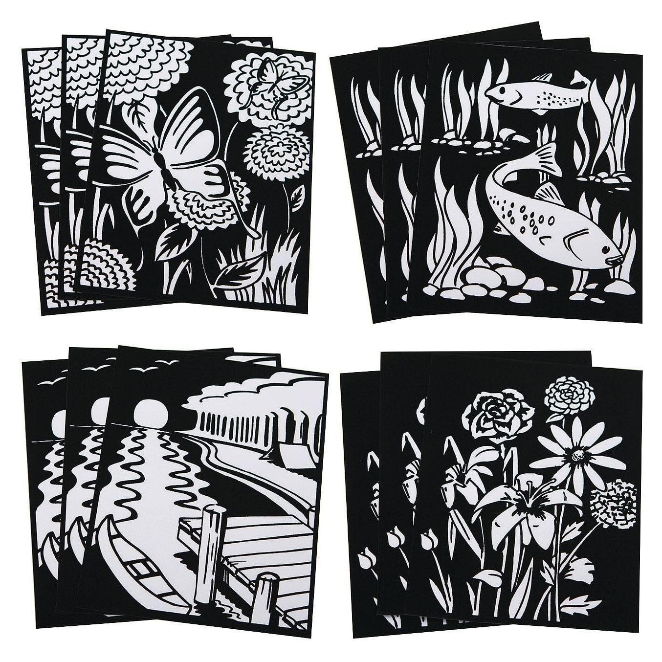 Pósters de Arte de Terciopelo S&S Worldwide - Mar y Floral 12 Piezas