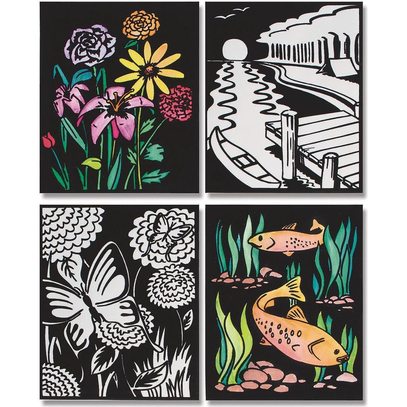 Pósters de Arte de Terciopelo S&S Worldwide - Mar y Floral 12 Piezas