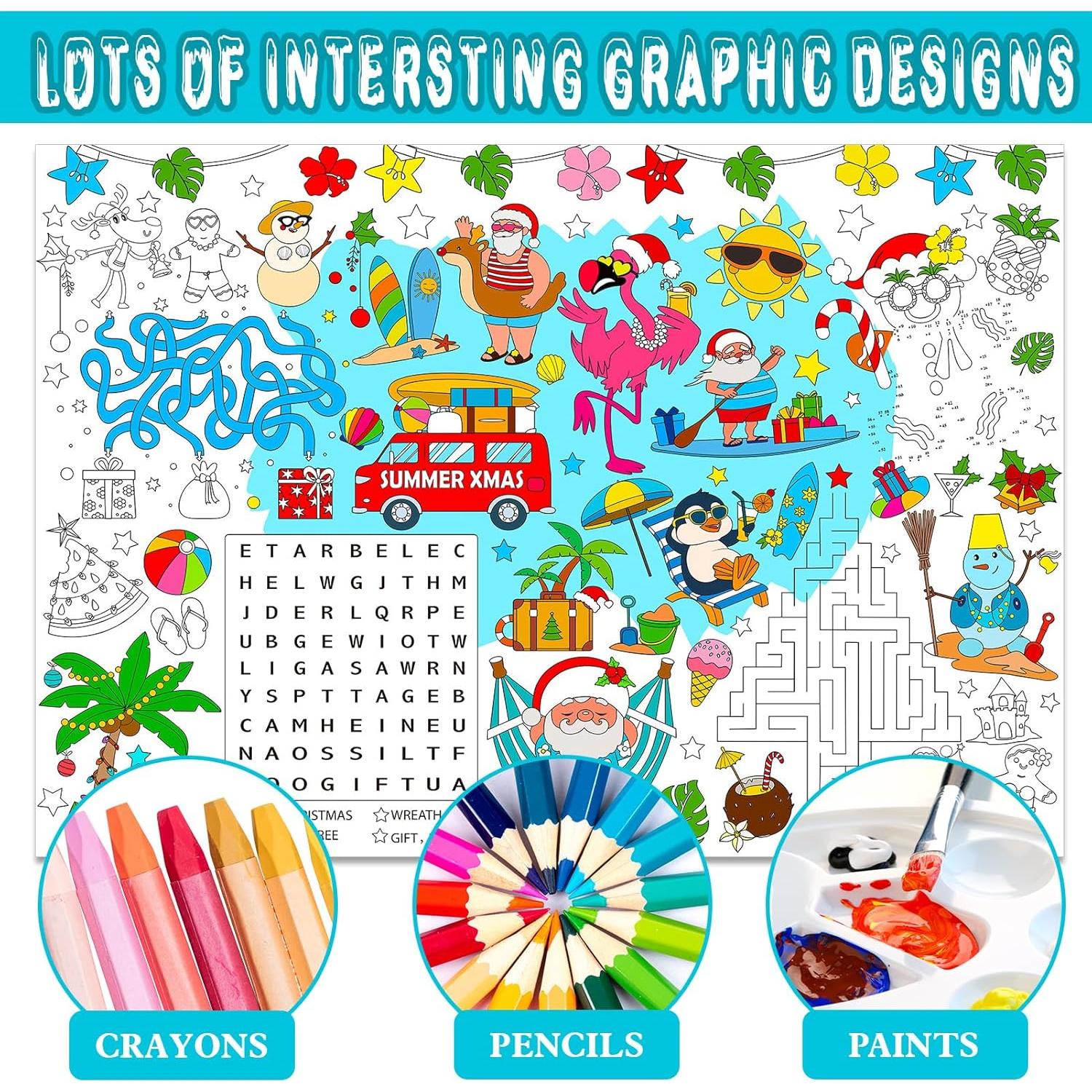 Póster para Colorear Navidad de Verano HOWAF 118x84 cm