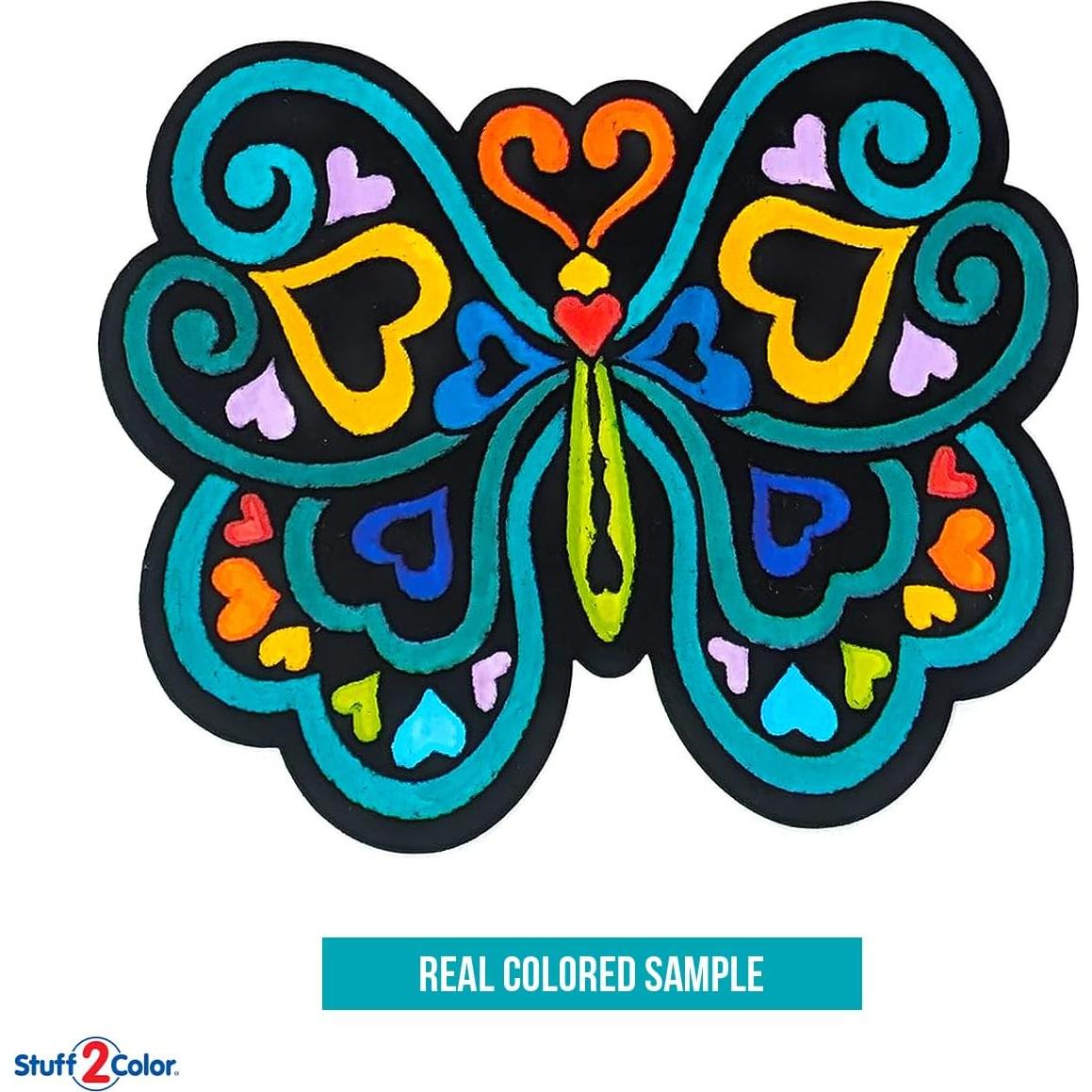 Paquete de 12 Mariposas de Terciopelo Colorables Stuff2Color