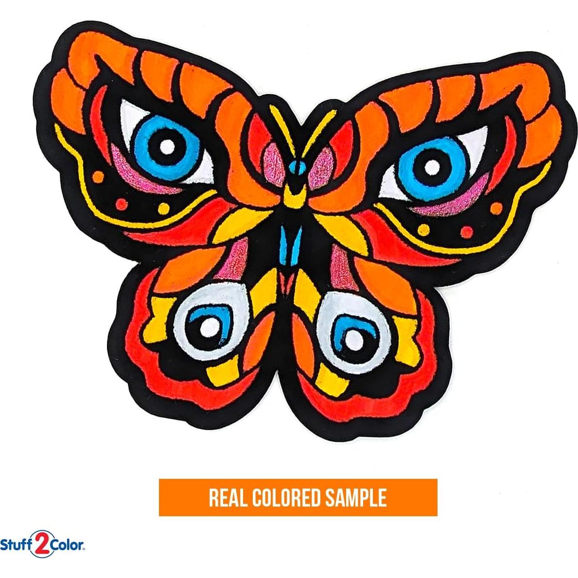 Paquete de 12 Mariposas de Terciopelo Colorables Stuff2Color