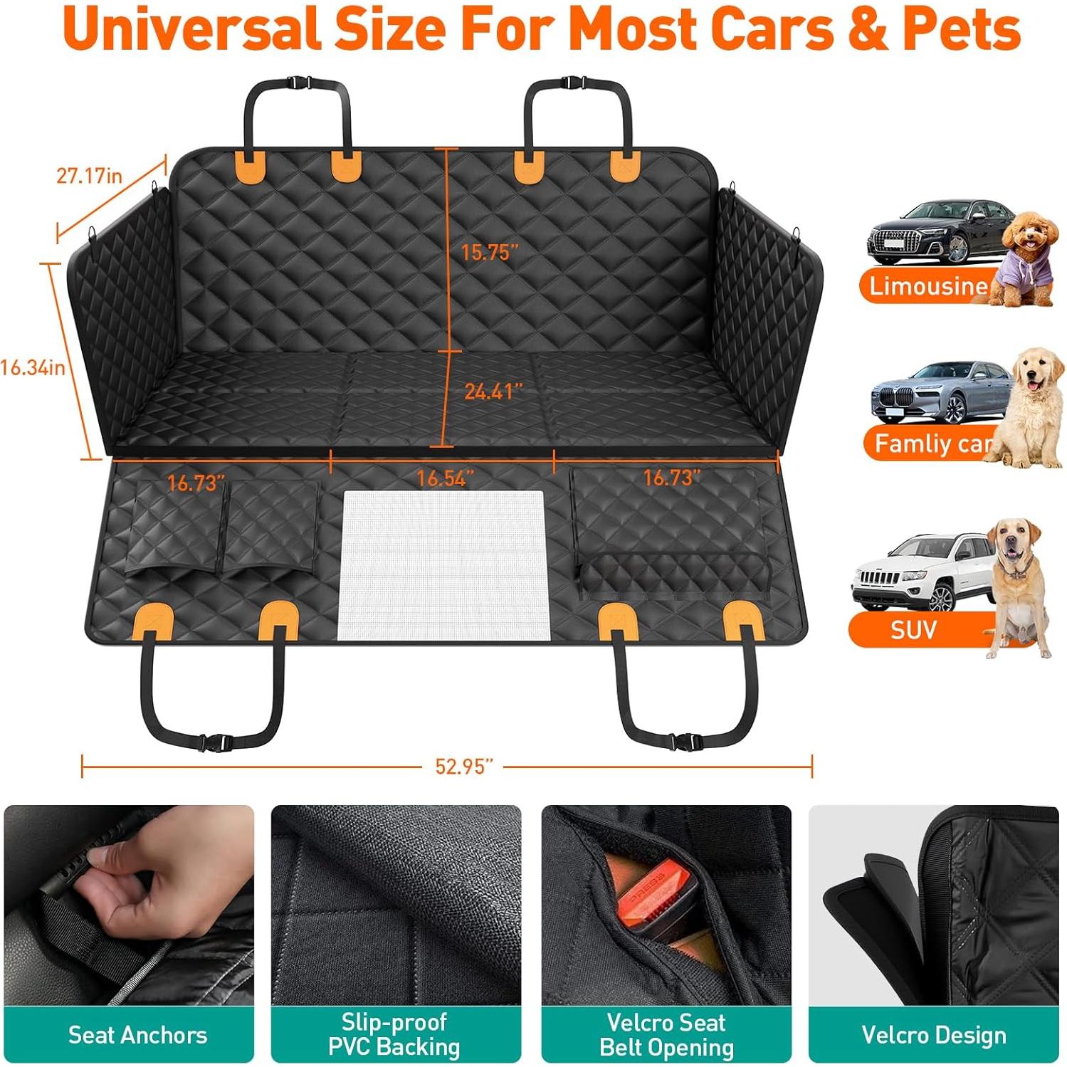Funda de Asiento Trasero para Perros HikeSeptPals Naranja Negro