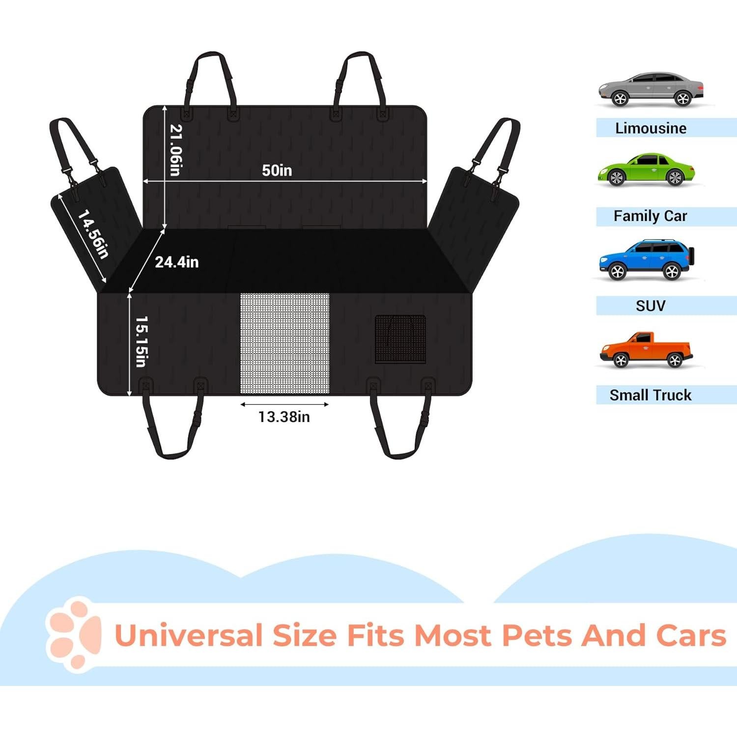 Funda de Asiento para Perros COOLBEBE Negra Impermeable 127x152cm