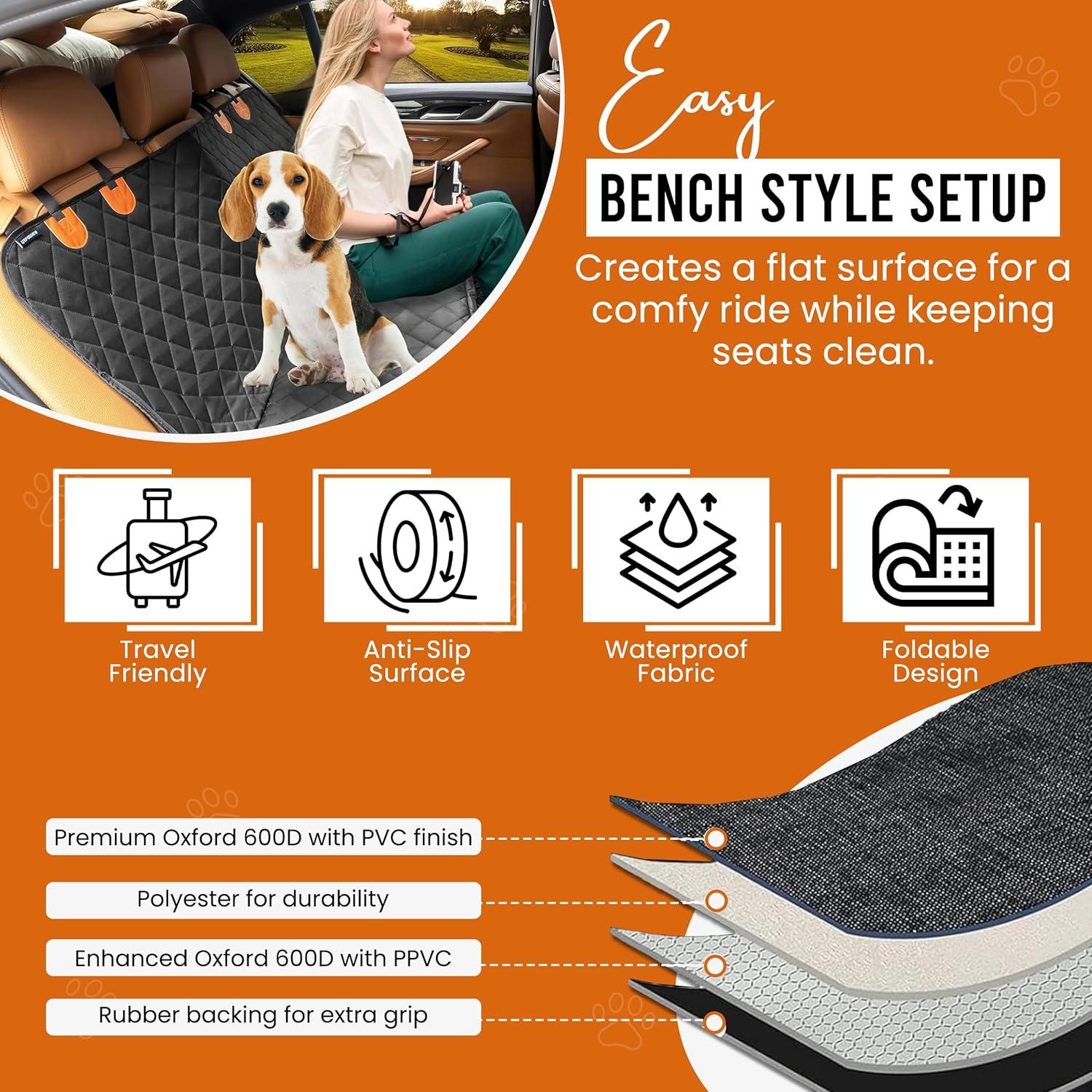 Funda de Asiento para Perros Genérico Negra Impermeable 1.47 kg