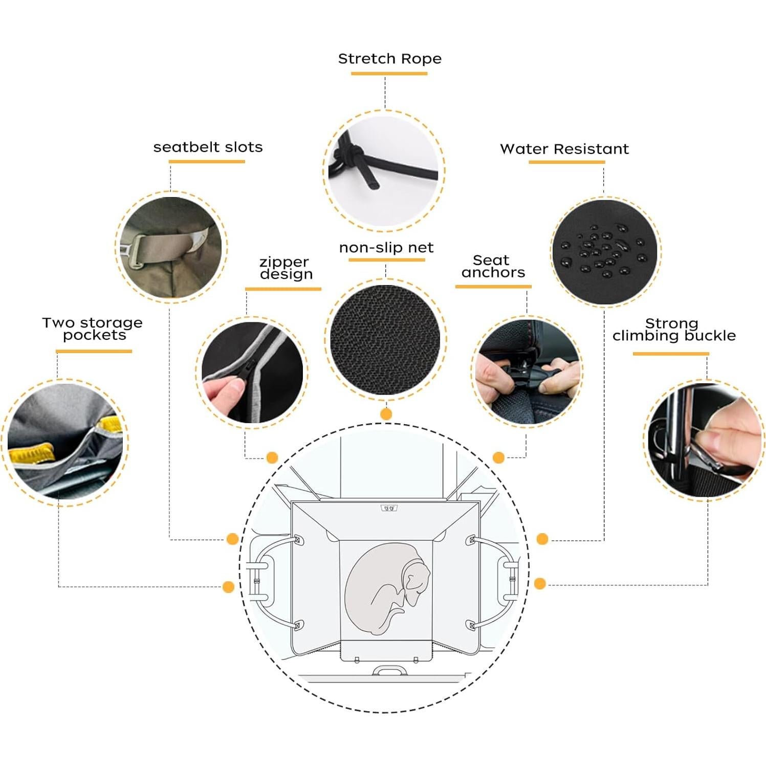 Funda de Asiento para Perros njnj - Impermeable y Antideslizante