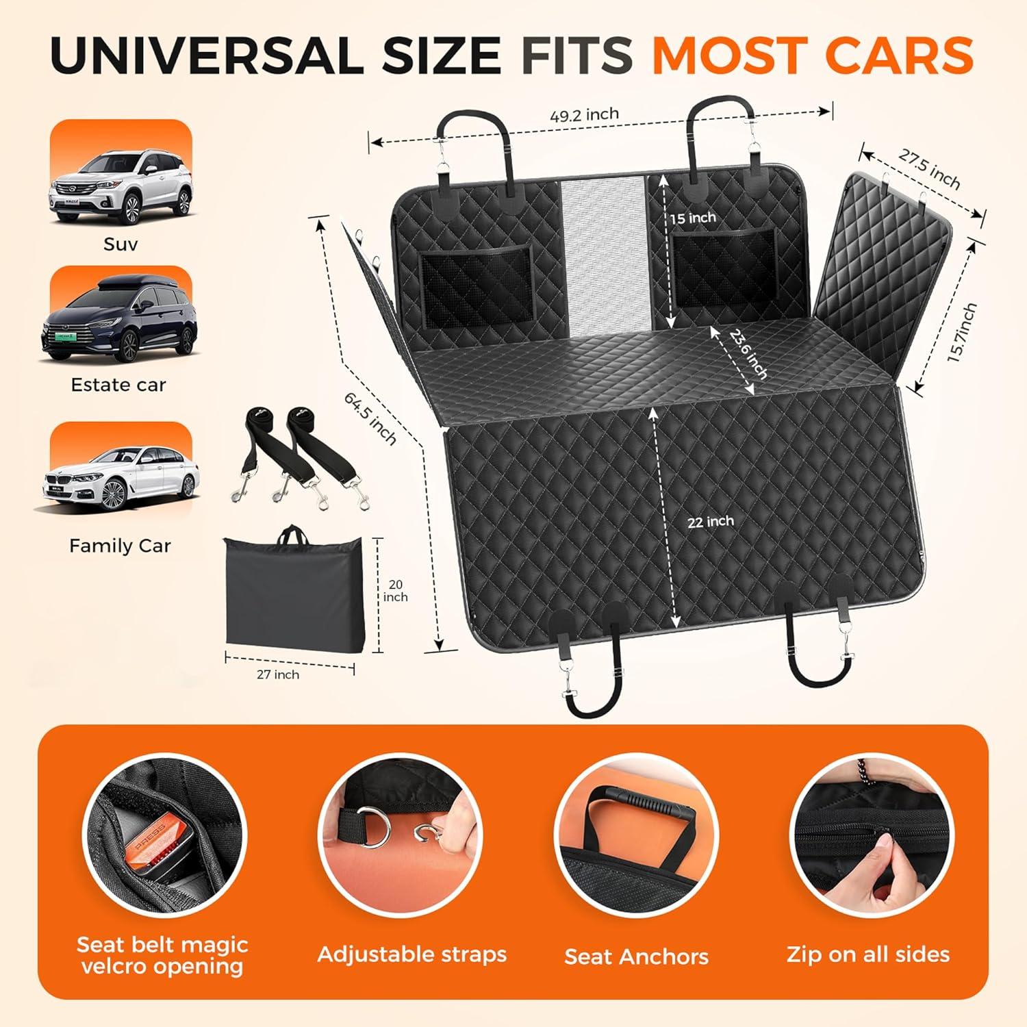 Cubierta de Asiento de Coche para Perros Elufa FS1, Impermeable y Antideslizante