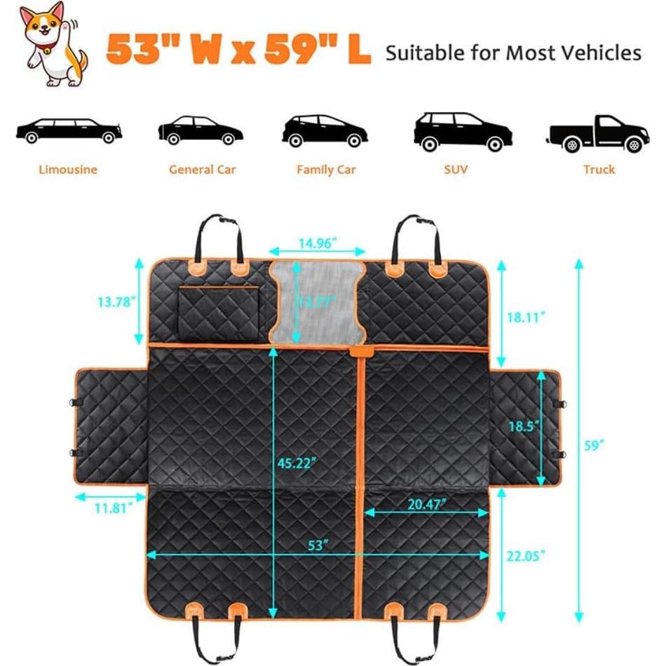 Funda de Asiento para Perros Qbellpet 5 en 1 Impermeable 135x150cm