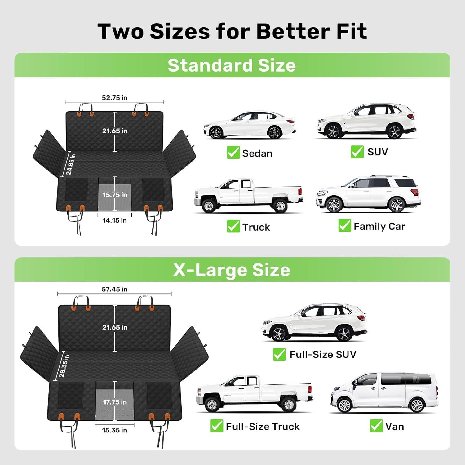 Cubierta de Asiento para Perro Zanch Estándar Negra 133x63 cm