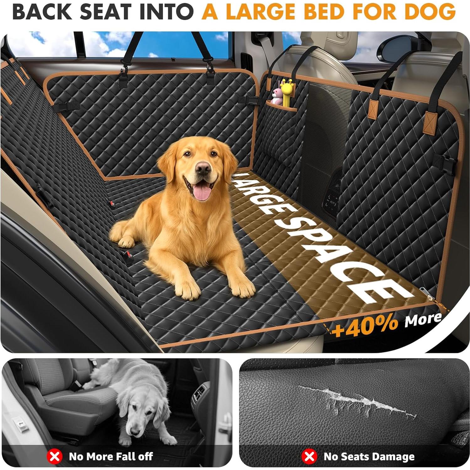 Funda de Asiento Trasero para Perros LekeSpring Negra 131.7x169.9cm
