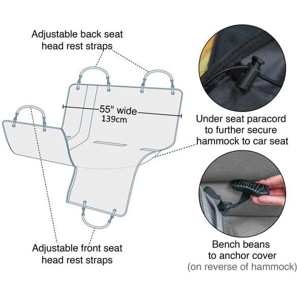 Hamaca para Perros Kurgo Wander 139x142 cm Negra Resistente