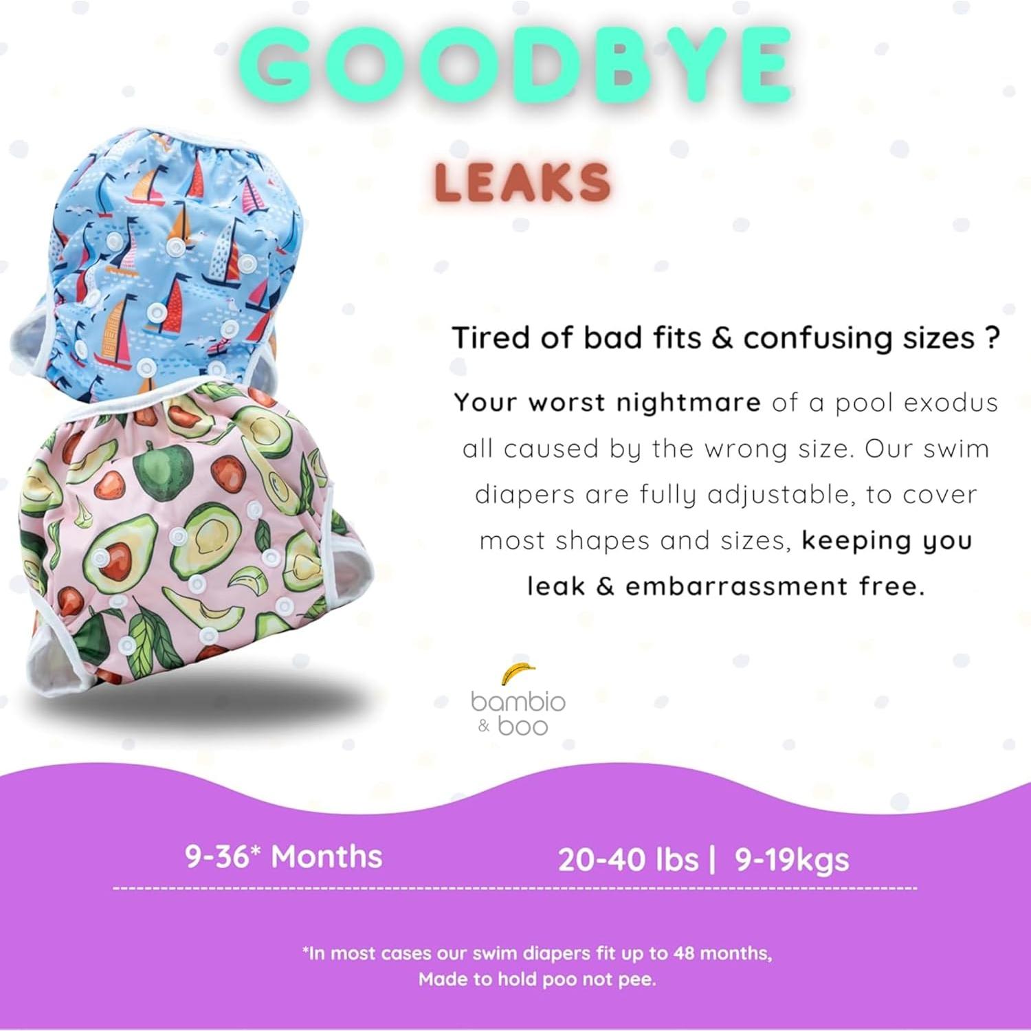Pañales de natación reutilizables Bambio & Boo 9-18 kg