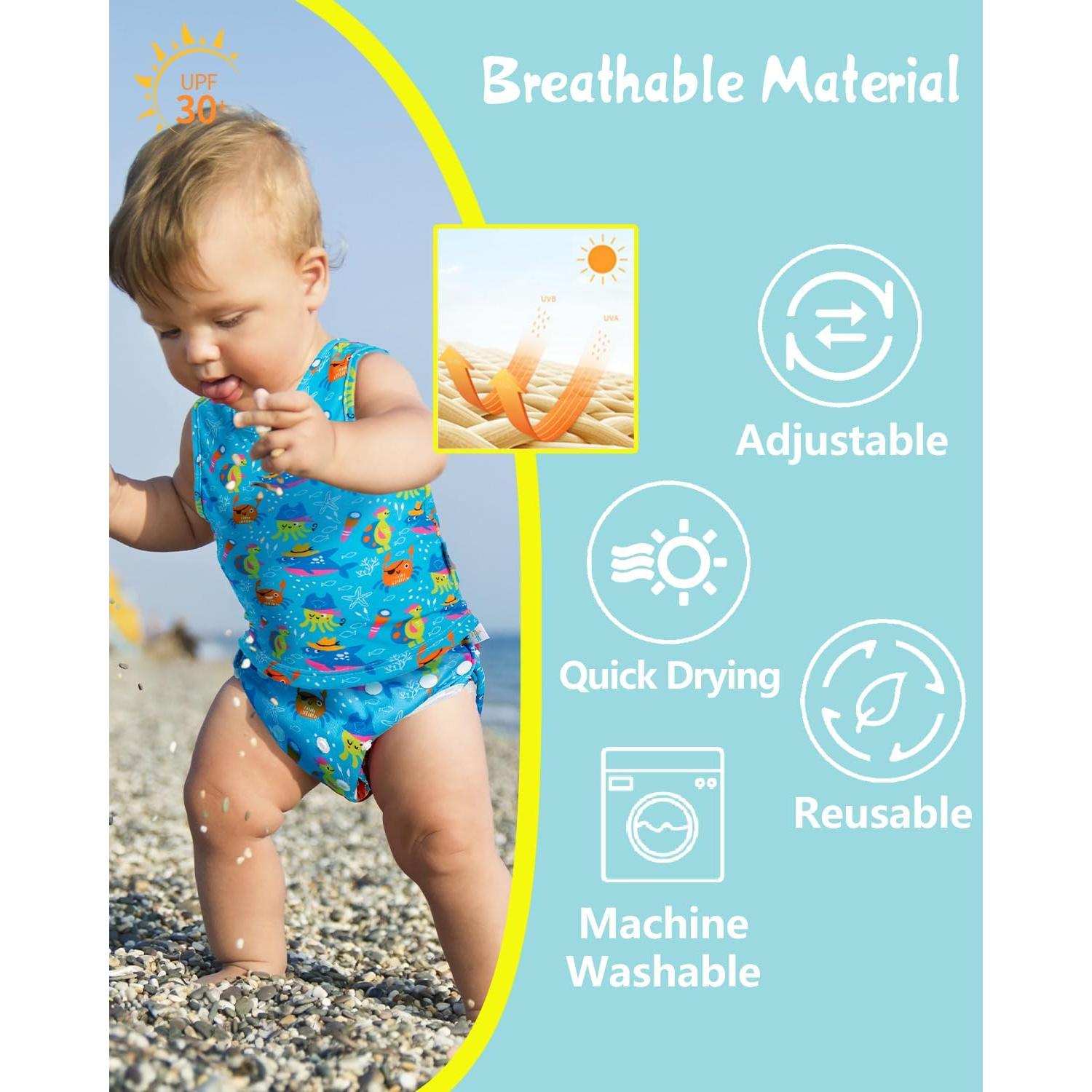 Pañales de Natación Reutilizables Babygoal - 4 Paquetes con Bolsa Húmeda