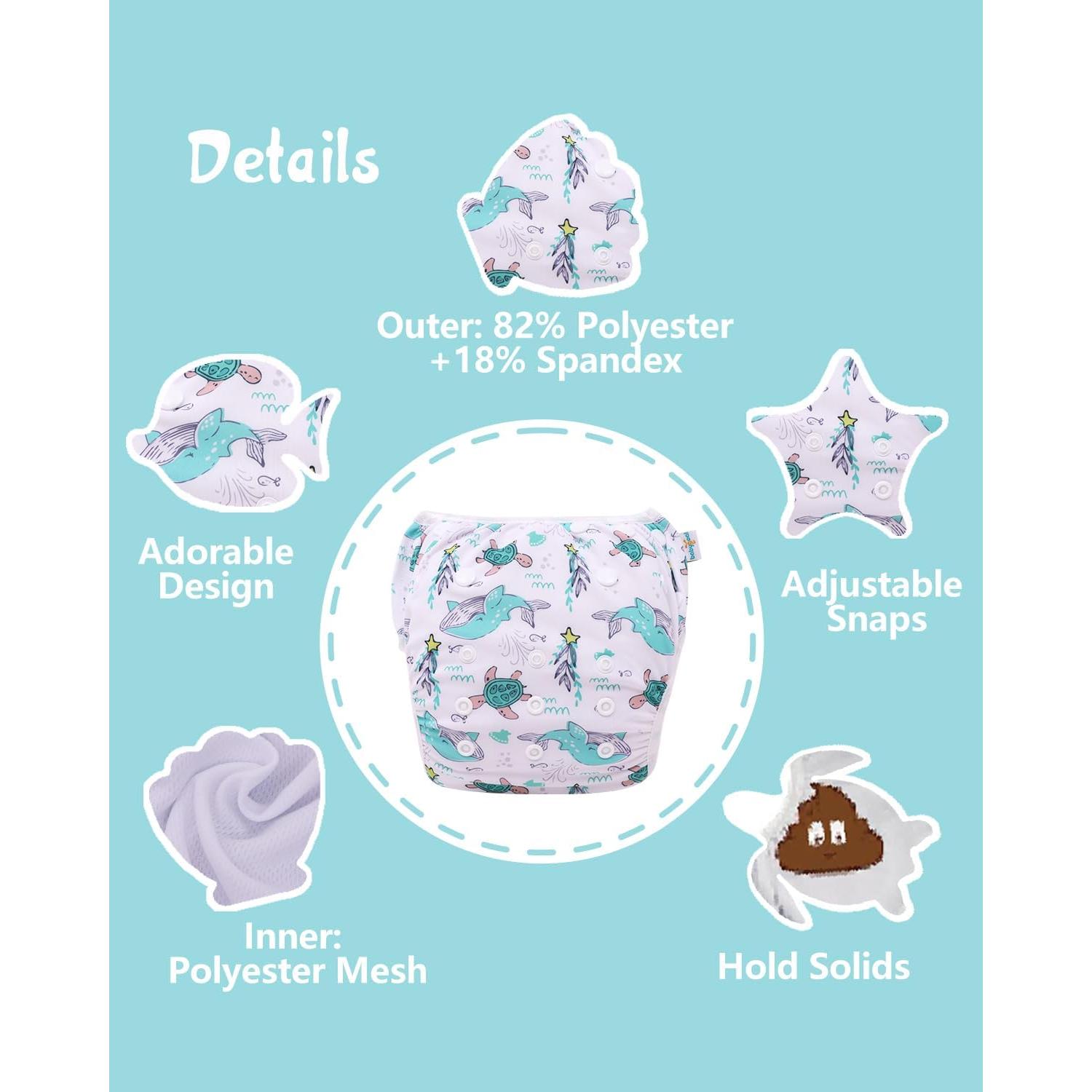 Pañales de Natación Reutilizables Babygoal - 4 Paquetes con Bolsa Húmeda