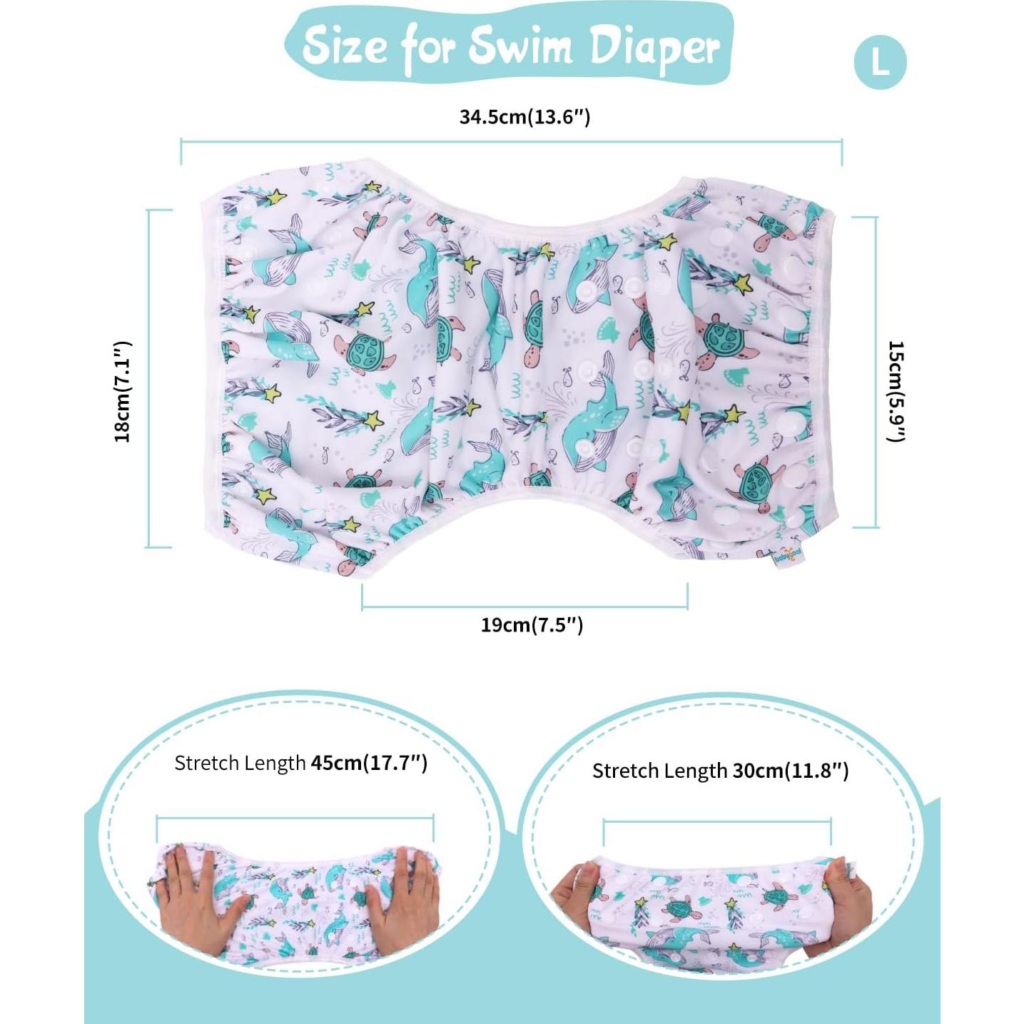 Pañales de Natación Reutilizables Babygoal - 4 Paquetes con Bolsa Húmeda